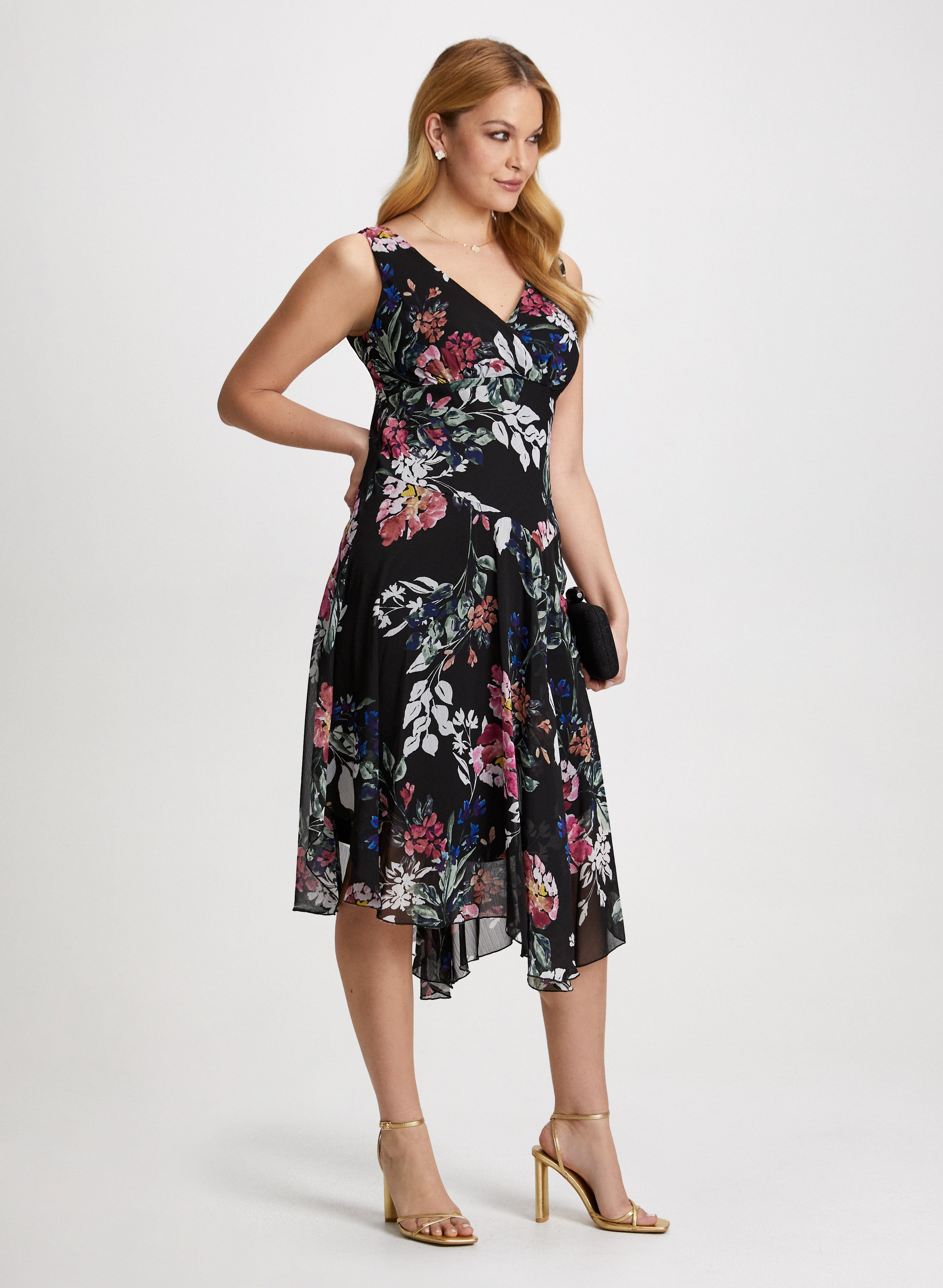 Floral Print Asymmetric Hem Dress for Women - Elegant Summer Party & Wedding Guest Outfit
