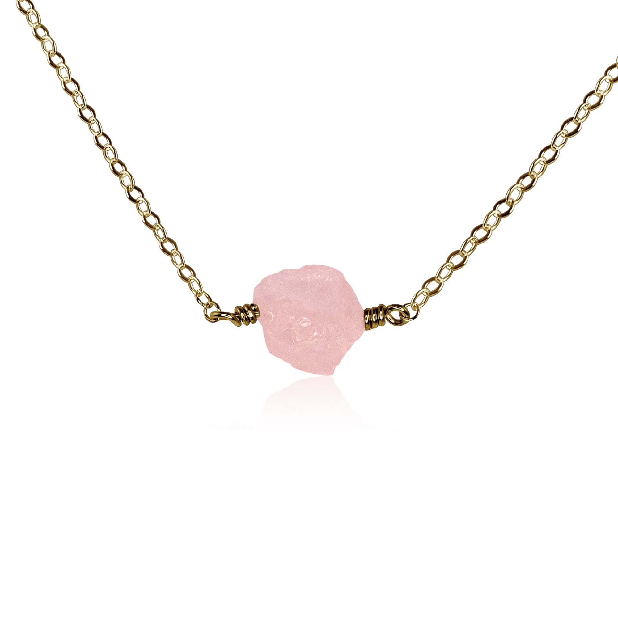 Natural Rose Quartz Raw Nugget Necklace in Bronze - Healing Crystal Jewelry for Women, Spiritual Gifts, Chakra Balancing & Positive Energy