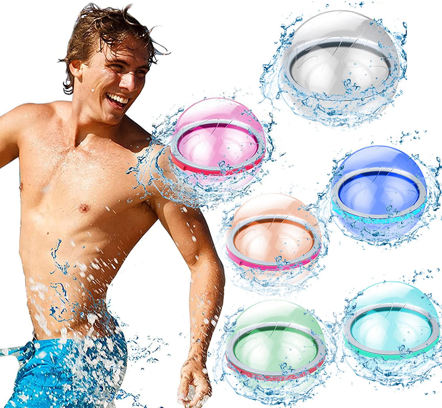 8Pcs Reusable Water Balloons - Quick Fill Splash Fun for Kids, Boys & Girls - Summer Outdoor Water Games, Pool Party, Backyard Activities - Eco-Friendly Silicone Magnetic Sealing Water Balls (8 Pack)