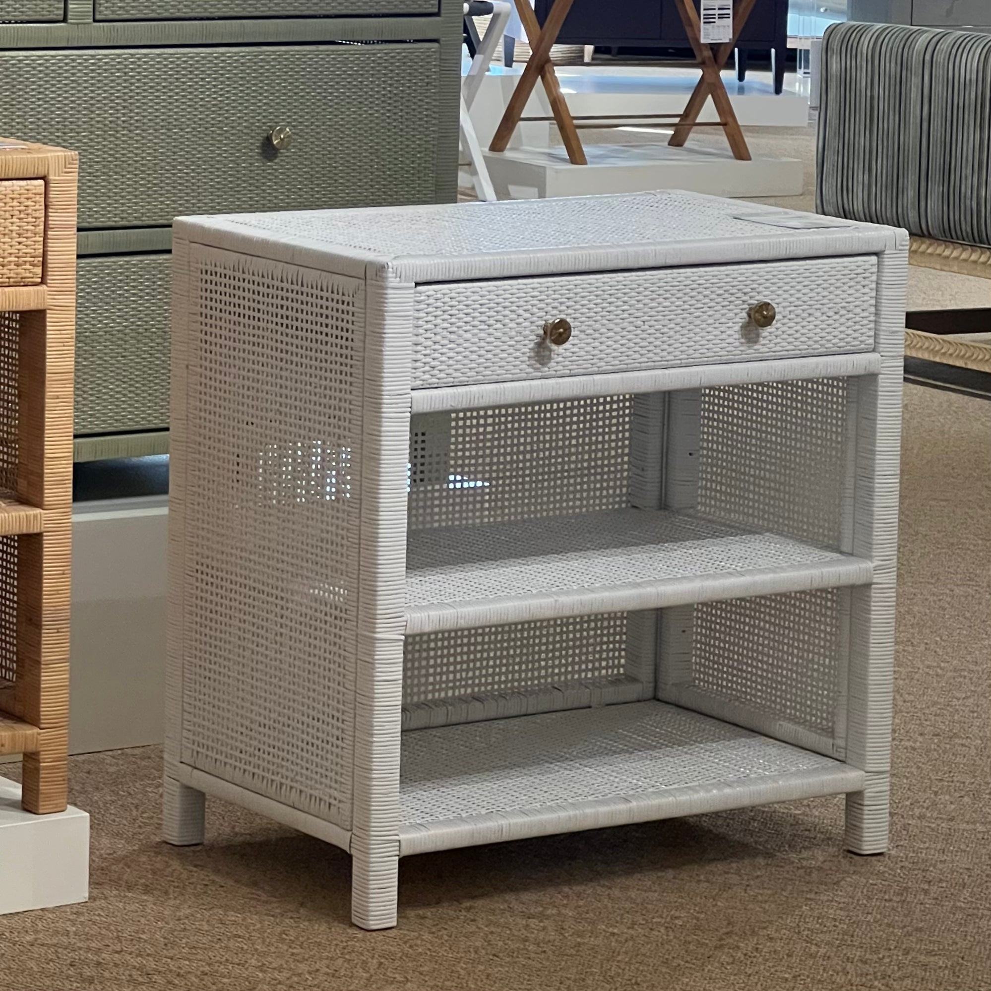 Isla Double Nightstand - White Peeled Rattan with Multiple Options | Stylish Bedside Table for Bedroom, Living Room & Guest Room