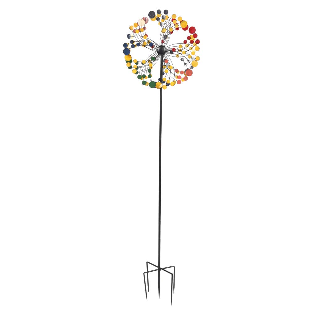Vintage Wrought Iron Windmill Garden Decor - Colorful Spinning Outdoor Yard Ornament for Patio, Lawn & Backyard Landscaping | Rust-Resistant Metal Windmill for Garden, Farmhouse & Countryside Decor