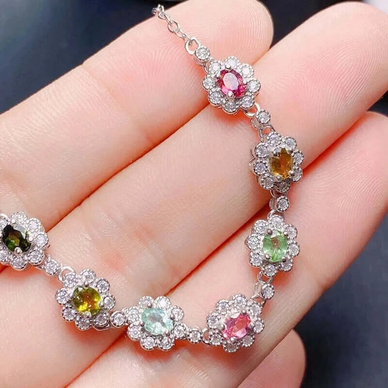 Multi-Color Tourmaline Gemstone Bracelet - October Birthstone Jewelry | FME B045 | Perfect Gift for Women, Birthday, Anniversary & Special Occasions
