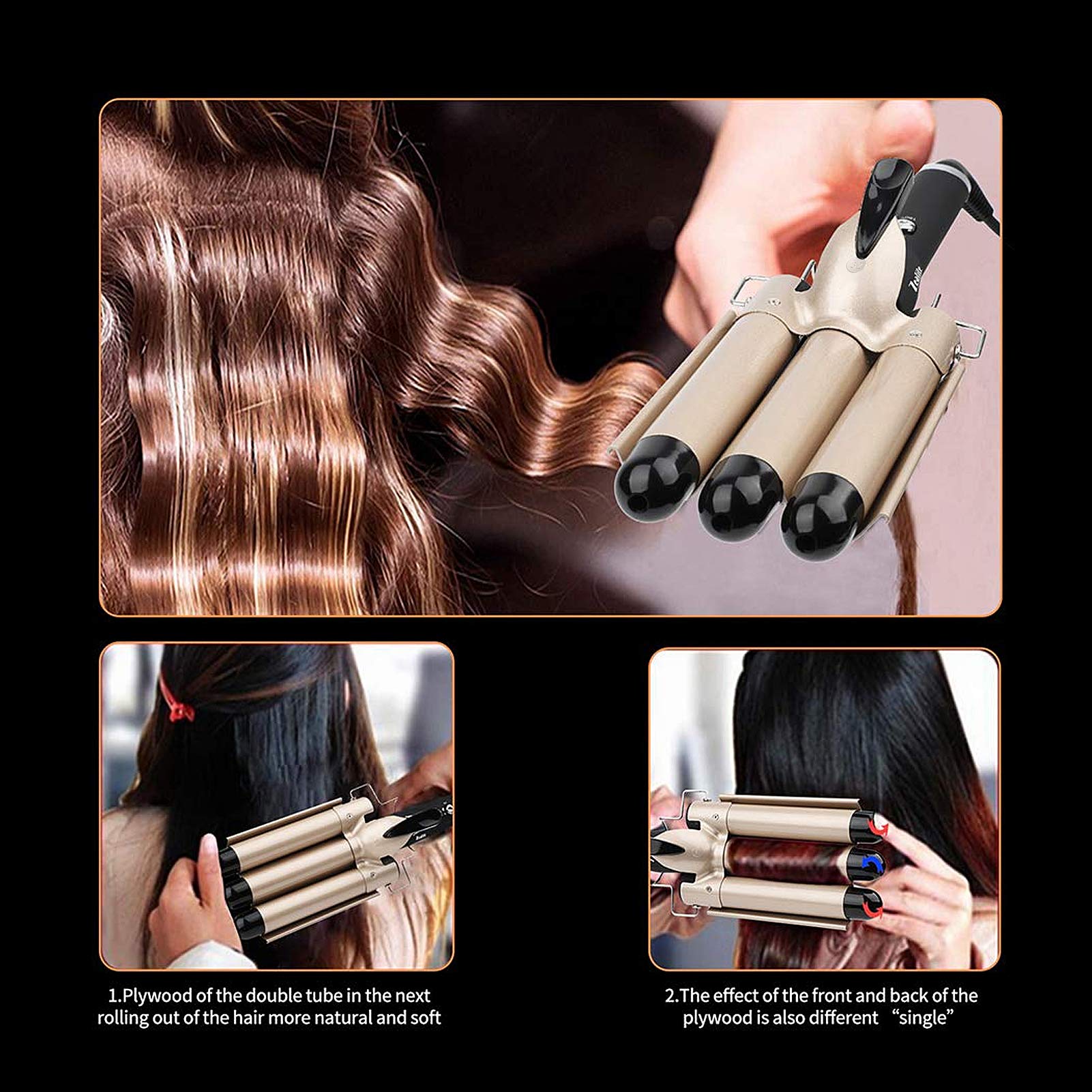 Professional 32mm Hair Waver Curling Iron - Anti-Slip, Comfortable & Durable Ceramic Tourmaline Curling Wand for Salon, Home, Wedding & Party Styling - Perfect for Beach Waves, Loose Curls & Volume Boosting