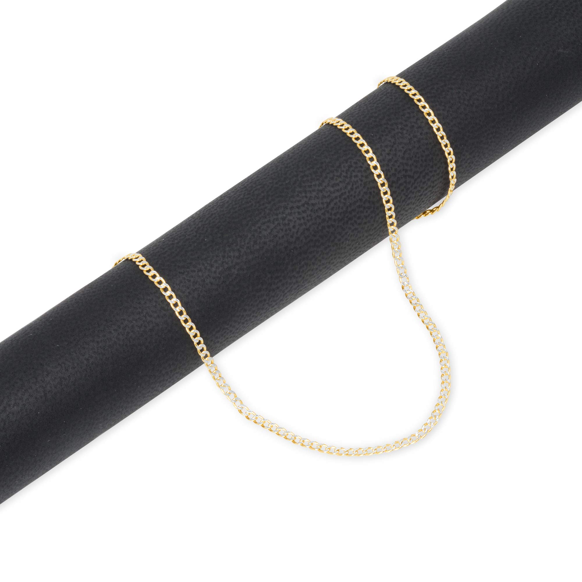 10k Real Yellow Gold Cuban Curb Link Chain Necklace - 2mm Diamond Cut Pave Design (16