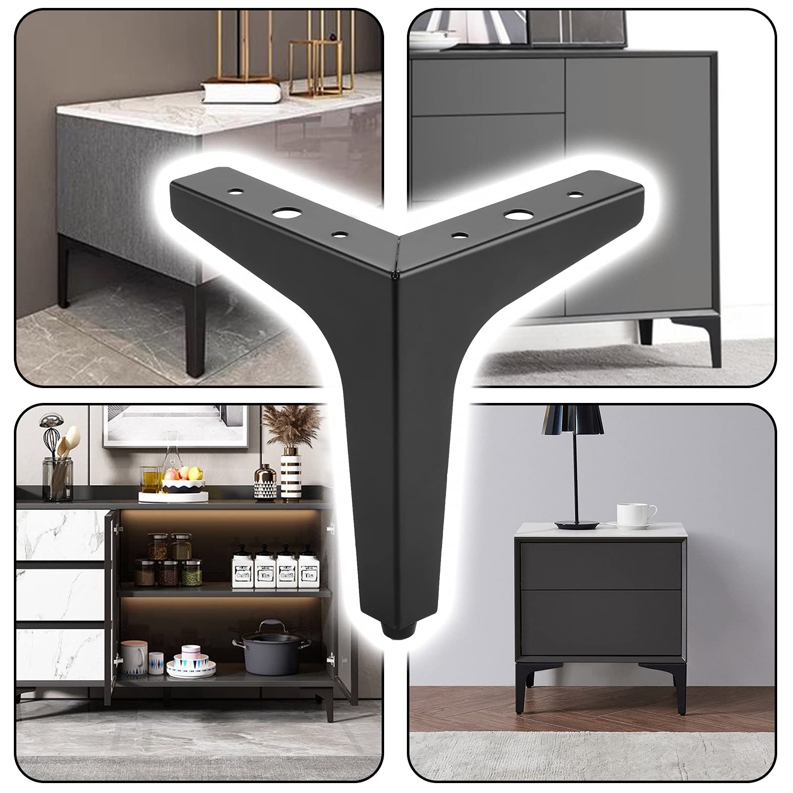 17cm Modern Triangular Metal Furniture Legs - Replacement Sofa Legs, Cabinet Legs, Ottoman Chair Legs - Durable & Stylish for Home Furniture Upgrade