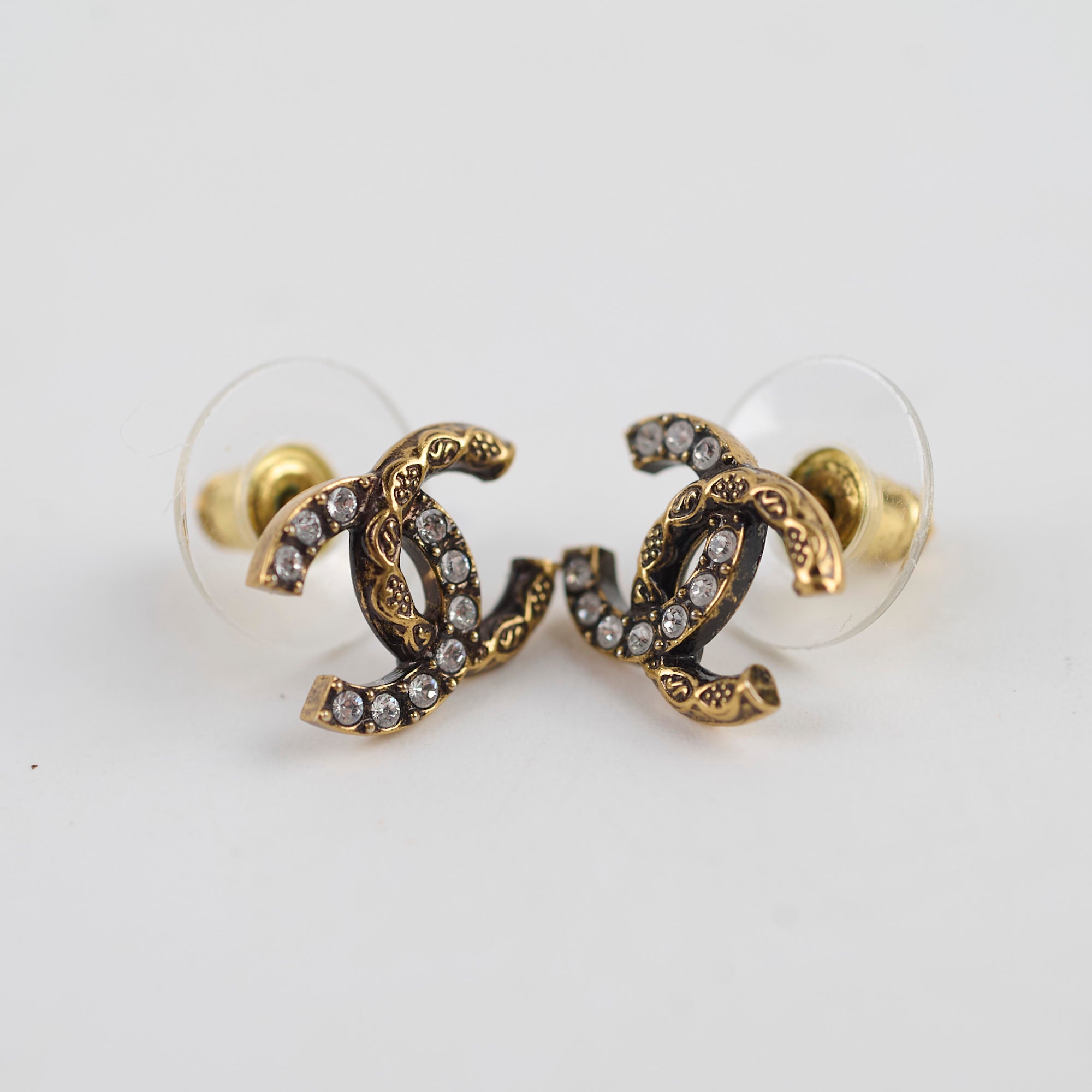 Chanel CC Crystal & Gold Plated Earrings - Luxury Fashion Jewelry for Women - Perfect for Parties, Weddings & Special Occasions