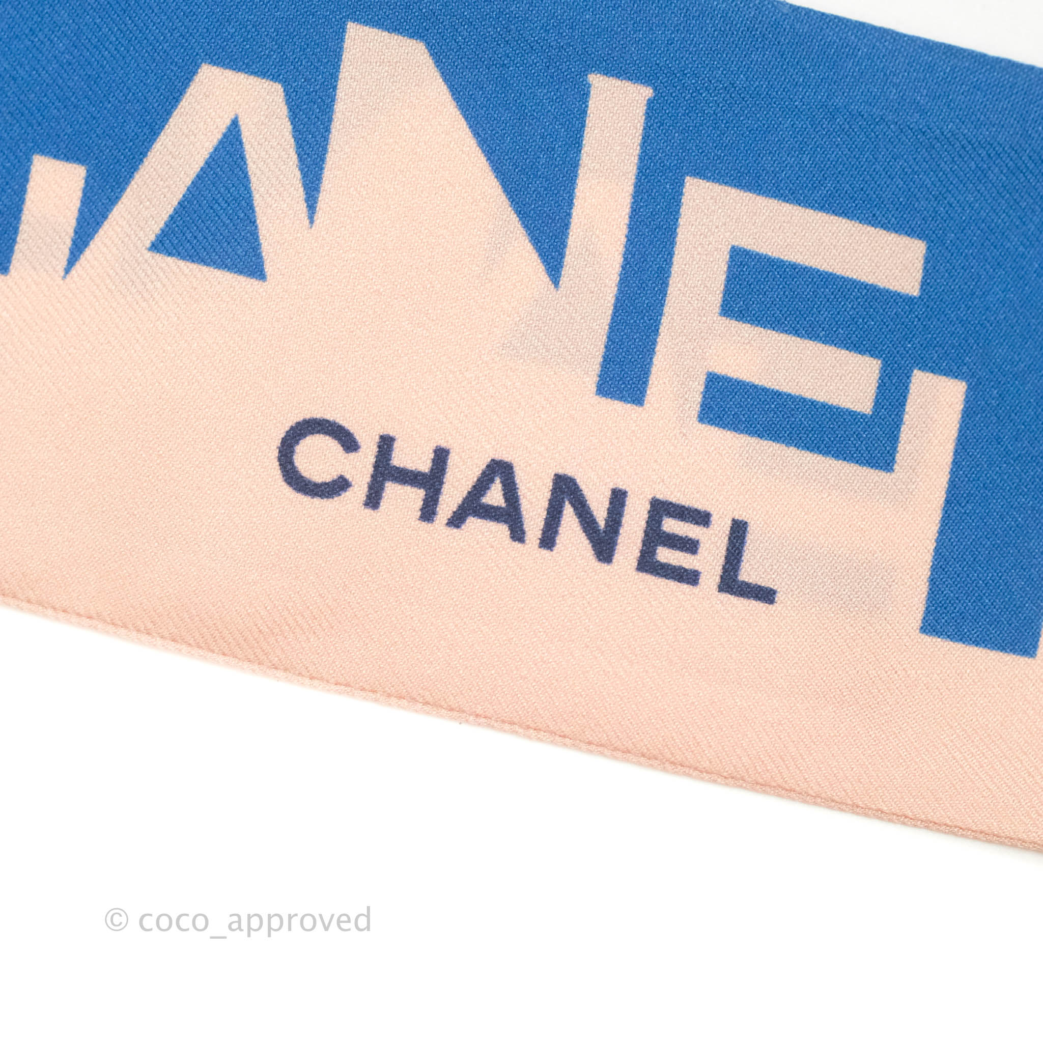 Chanel CC Silk Twilly Scarf in Blue & Pink - Luxury Fashion Accessory for Women, Perfect for Handbags, Hair & Gift Giving