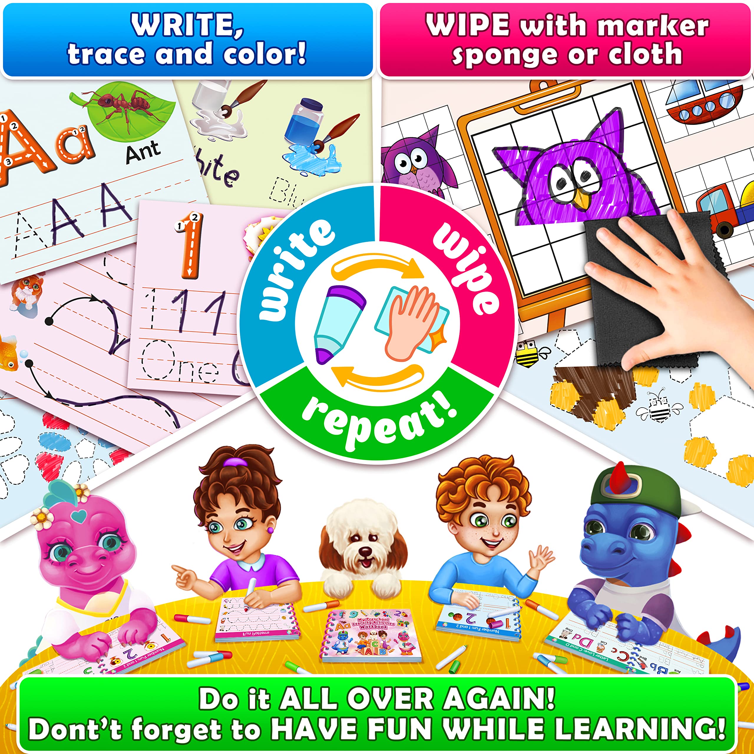 Curious 2 Learn Preschool Learning Activities - Alphabet Tracing Books for Kids Ages 3-5 - Toddler Handwriting Practice Workbook - Letter & Number Tracing for Preschool & Kindergarten (3-4 & 4-5 Years) - Educational Learning Toys for Home & Classroom Use