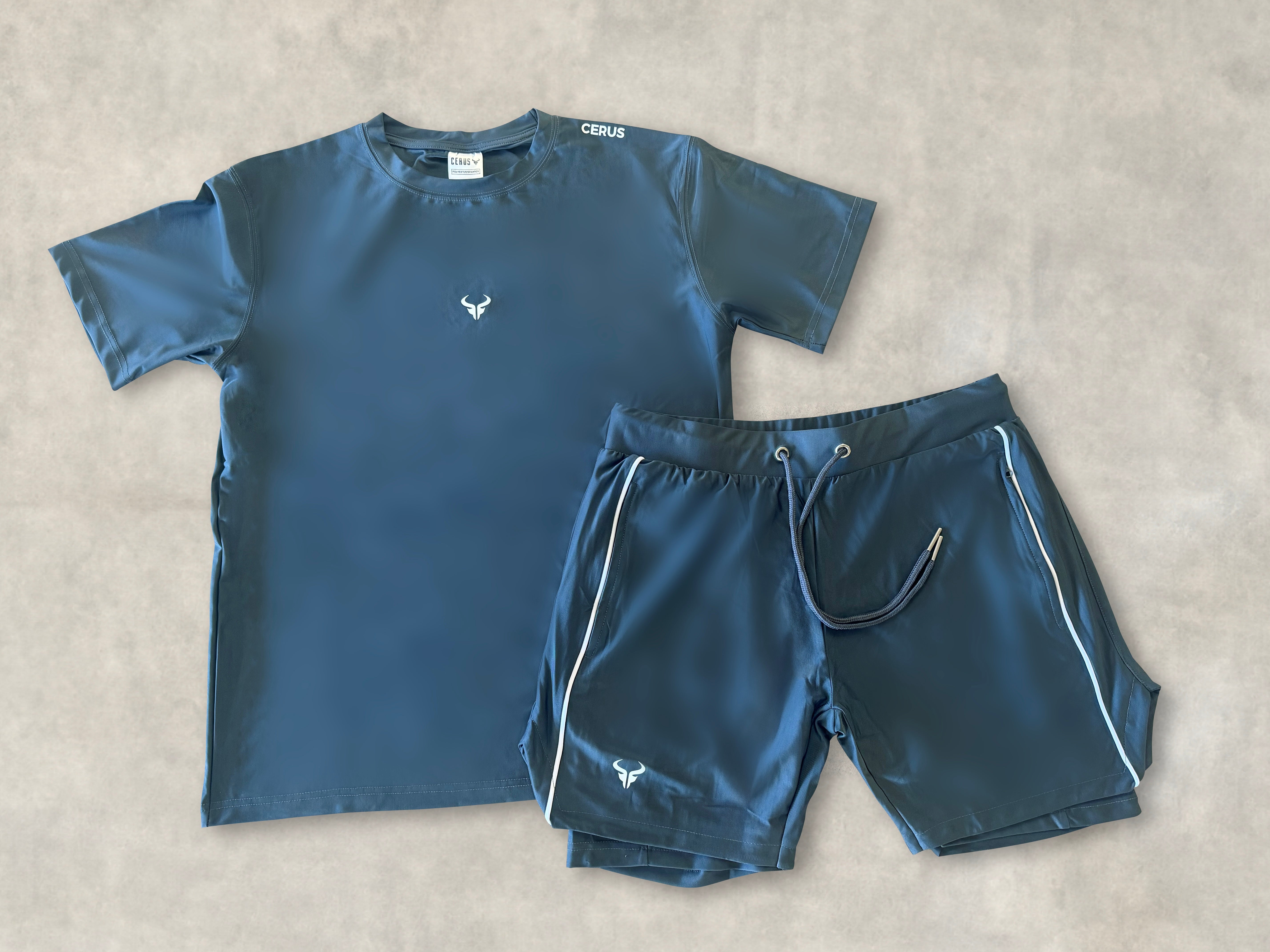 Cerus Grey Flex 2-in-1 Running Shorts with Built-in Liner - Men's Athletic Workout & Gym Shorts for Comfortable Training, Jogging, and Outdoor Activities