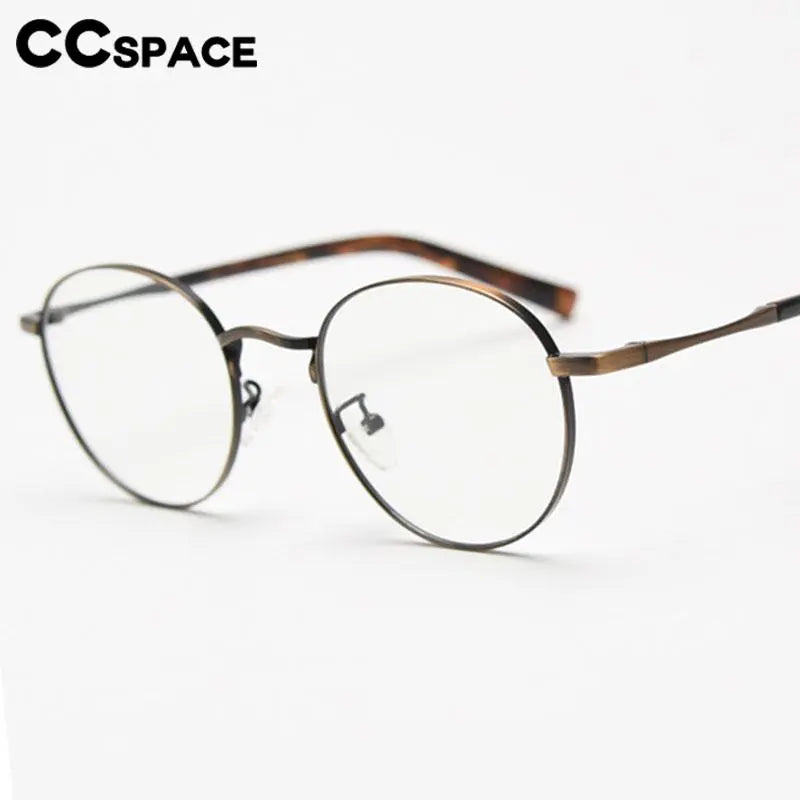 CCspace Unisex Full Rim Round Alloy Eyeglasses 56836 - Lightweight Metal Frame Glasses for Men & Women - Perfect for Reading, Driving & Daily Wear