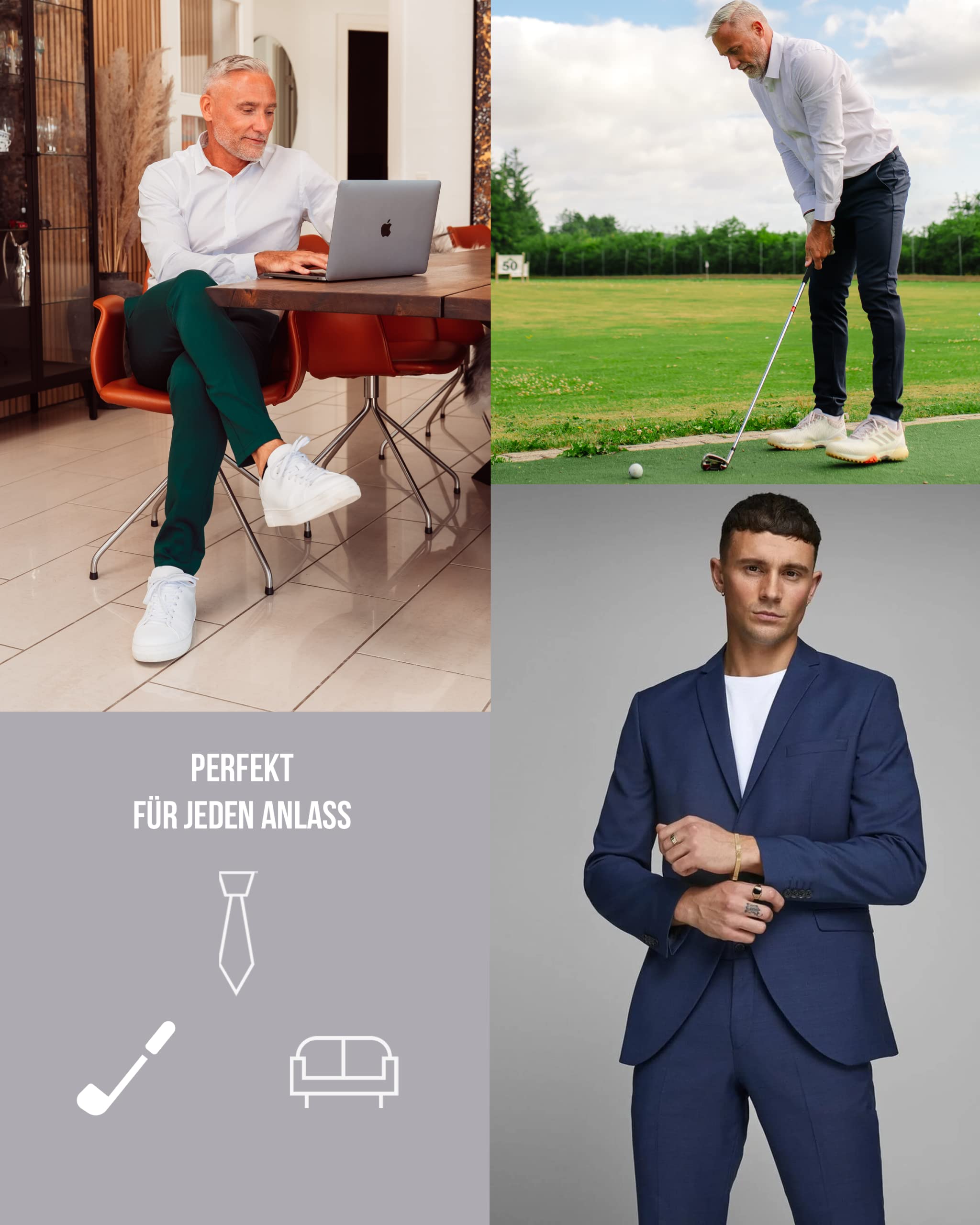 Slim Fit Stretch Men's Dress Pants - Comfortable Modern Business Casual Trousers for Work, Office & Everyday Wear