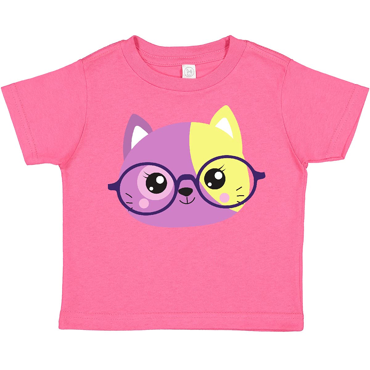 Hipster Cat with Glasses Graphic Toddler T-Shirt | Cute Kitten Design for Boys & Girls | Perfect for Playdates, Daycare & Family Photos