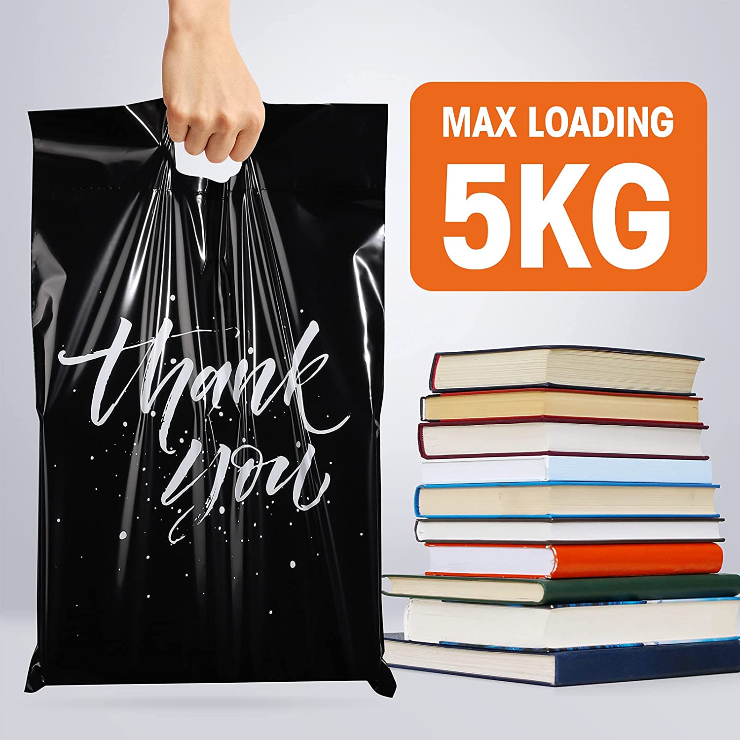 12x15.5 Inch Black Poly Mailer Self Sealing Shipping Bags with Handle - Waterproof Mailing Envelopes for Ecommerce, Clothing, Books & Packages (12 Pack) - Perfect for Online Sellers, Small Businesses & Home Shipping