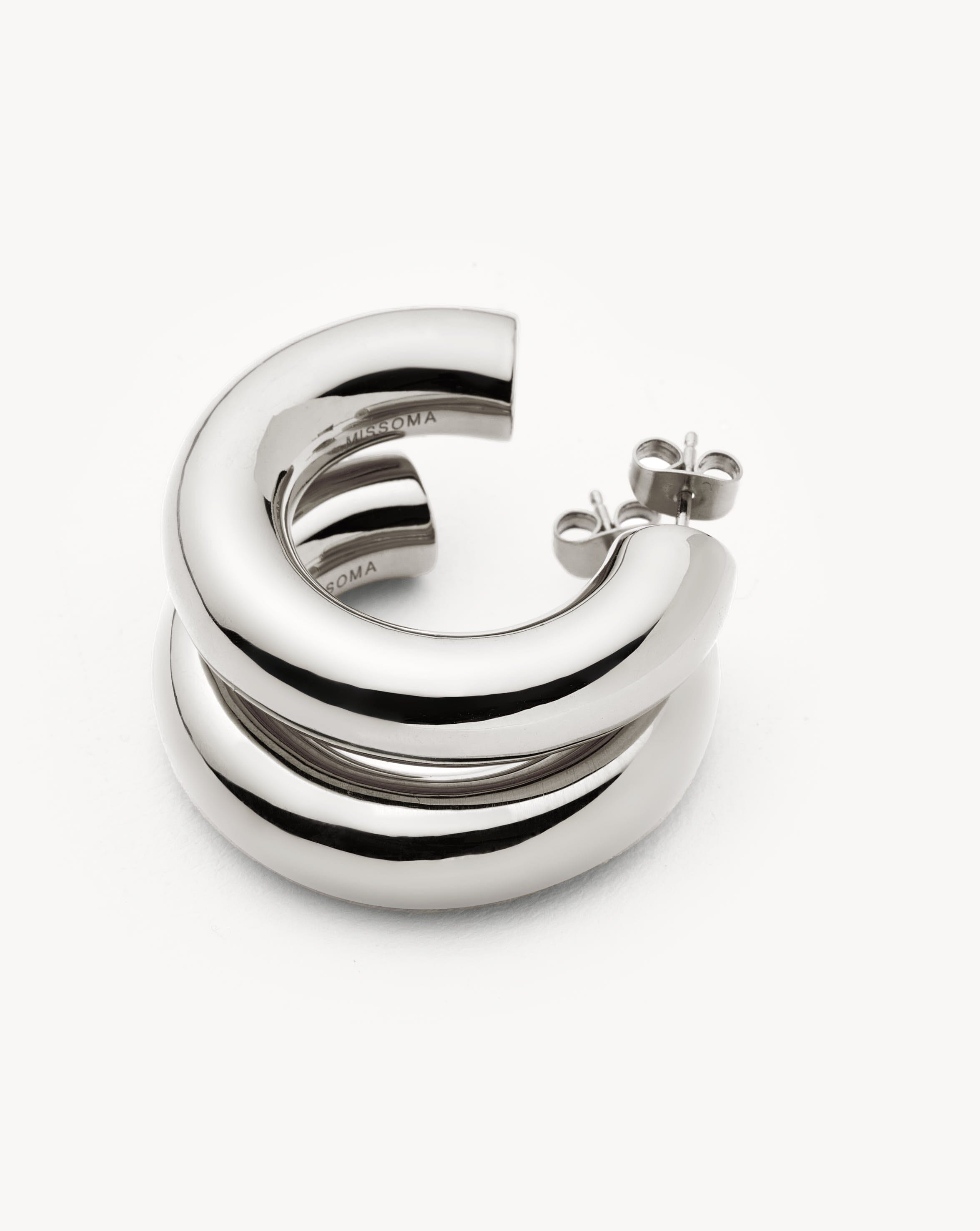 Chubby Large Hoop Earrings for Women - Silver Plated Dangle Earrings | Perfect for Parties, Weddings & Everyday Wear