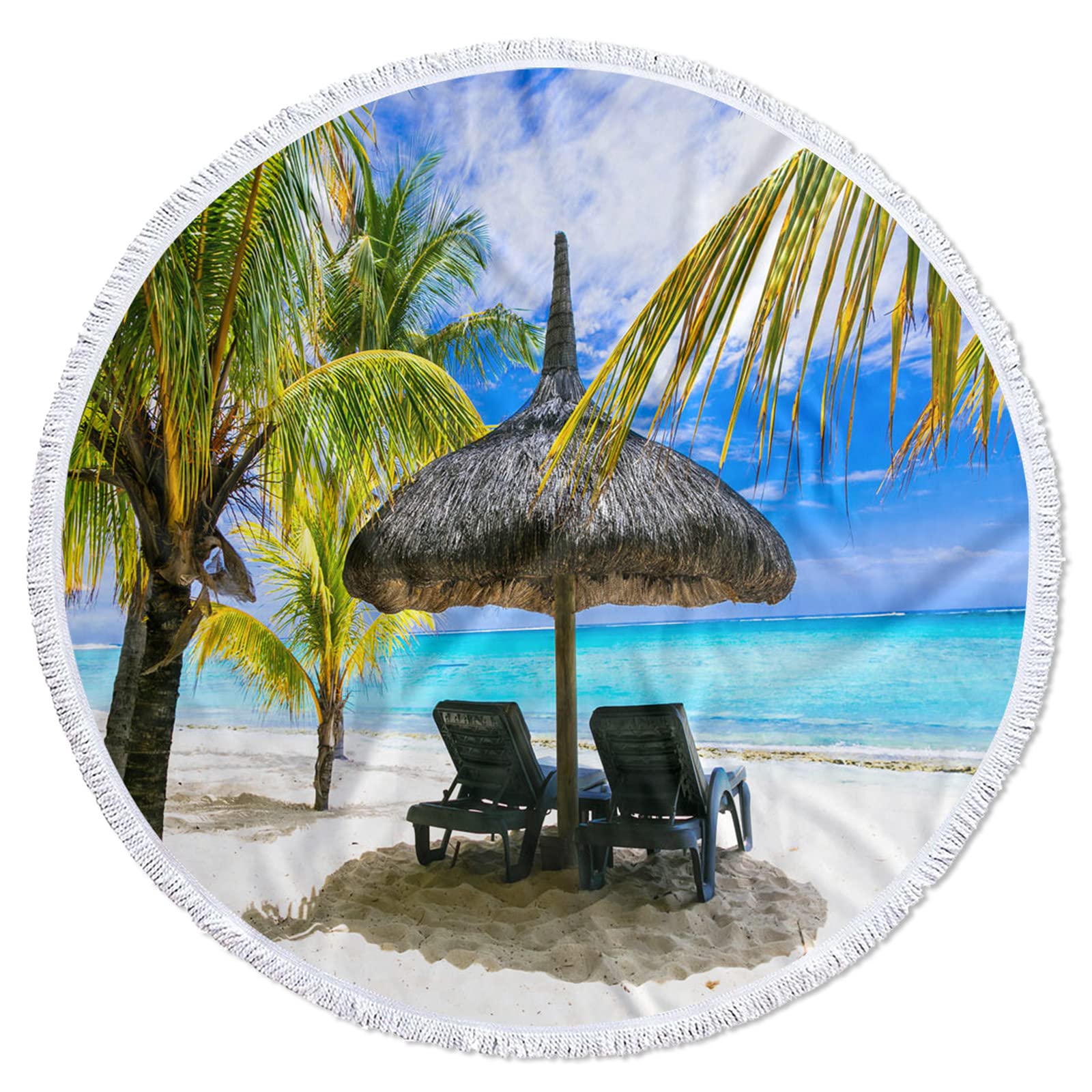 Premium Red Vow Microfiber Beach Towel - Ultra Absorbent Quick Dry Blanket for Adults & Kids, Tropical Palm Tree Blue Sky Clouds Design - Oversized Sand-Free Towel for Beach, Pool, Camping, Travel, Swimming, Yoga & Picnics