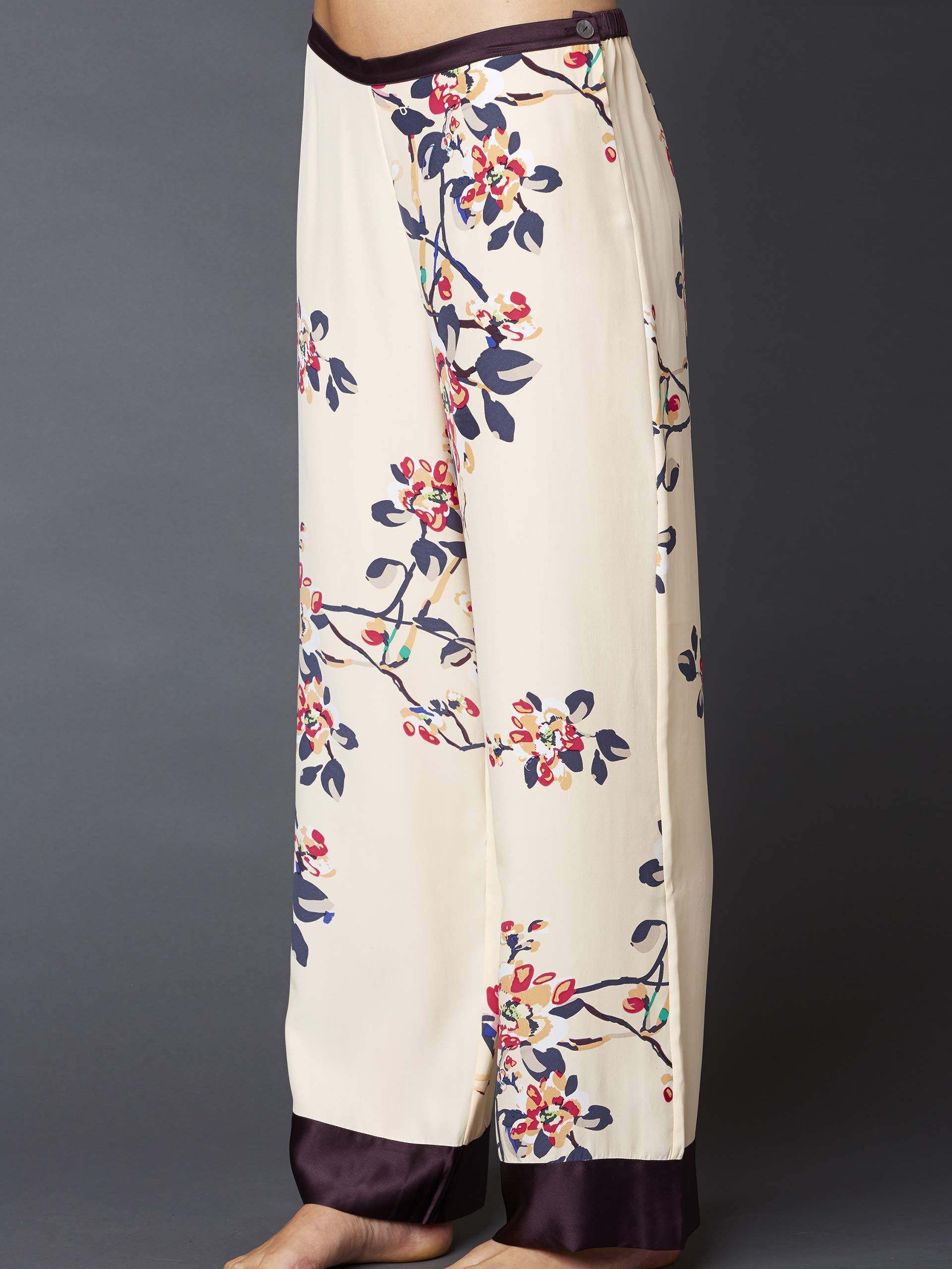 Luxury 100% Silk Pajama Set for Women - Elegant Jewel Garden Floral Print Sleepwear, Comfortable & Flattering Fit Nightwear - Perfect for Relaxing at Home, Spa Days & Romantic Getaways