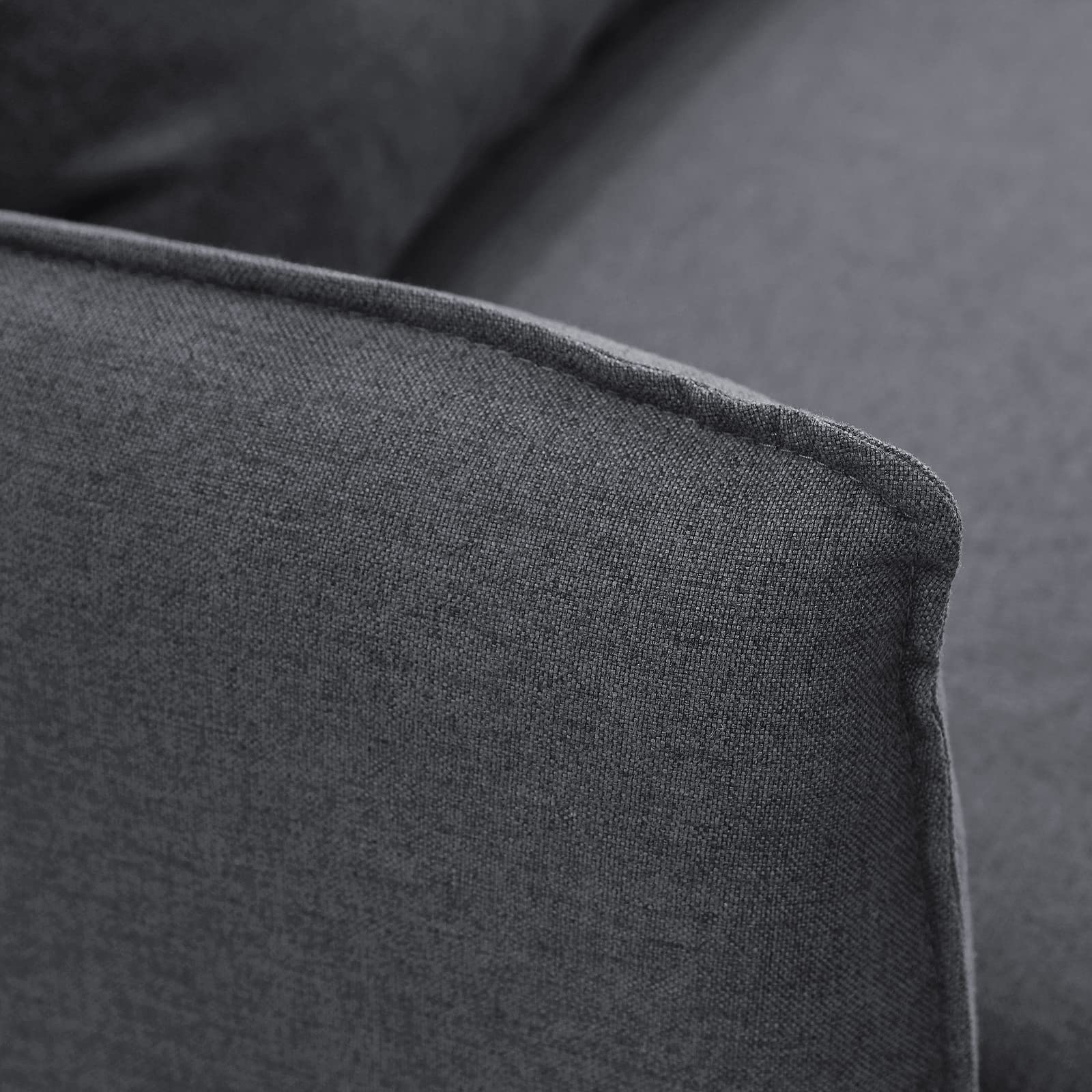 Mid-Century Modern Accent Chair - Tufted Armchair with Linen Fabric for Living Room, Bedroom & Reading Nook - Dark Gray Comfortable Lounge Chair with Tool-Free Assembly | Perfect for Small Spaces, Home Office & Cozy Corners