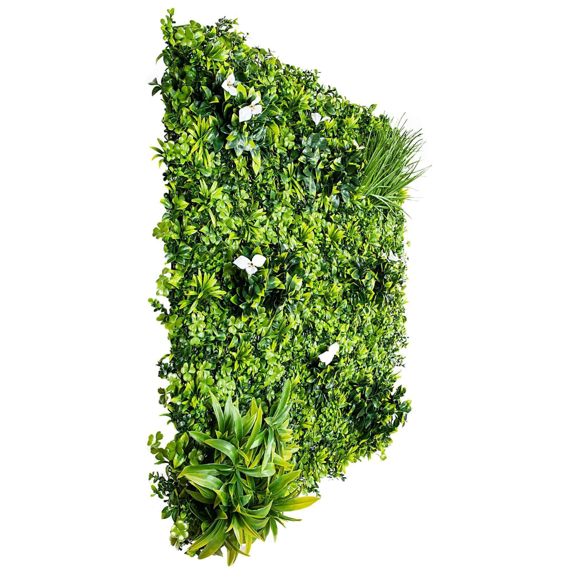 Premium White Lily Artificial Vertical Garden Panel - 1m x 1m UV Resistant Fake Green Wall for Home & Office Decor | Indoor/Outdoor Use for Balcony, Patio, Living Room, and Commercial Spaces