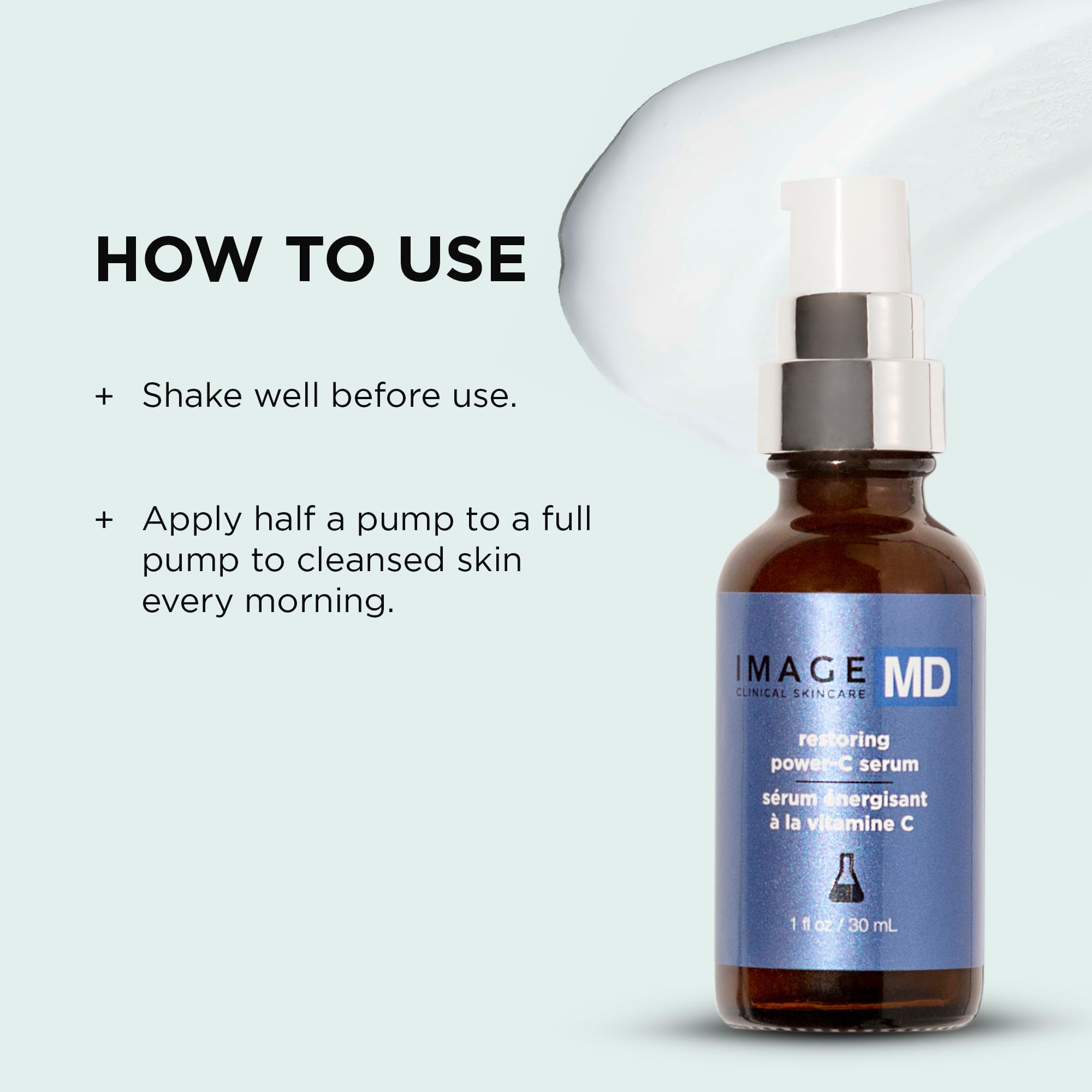 IMAGE MD Restoring Power-C Serum - 20% Vitamin C & Ferulic Acid Facial Treatment for Dark Spots, Wrinkles & Dullness | Anti-Aging Brightening Serum for Firmer, Youthful Glow | Day & Night Skincare Routine