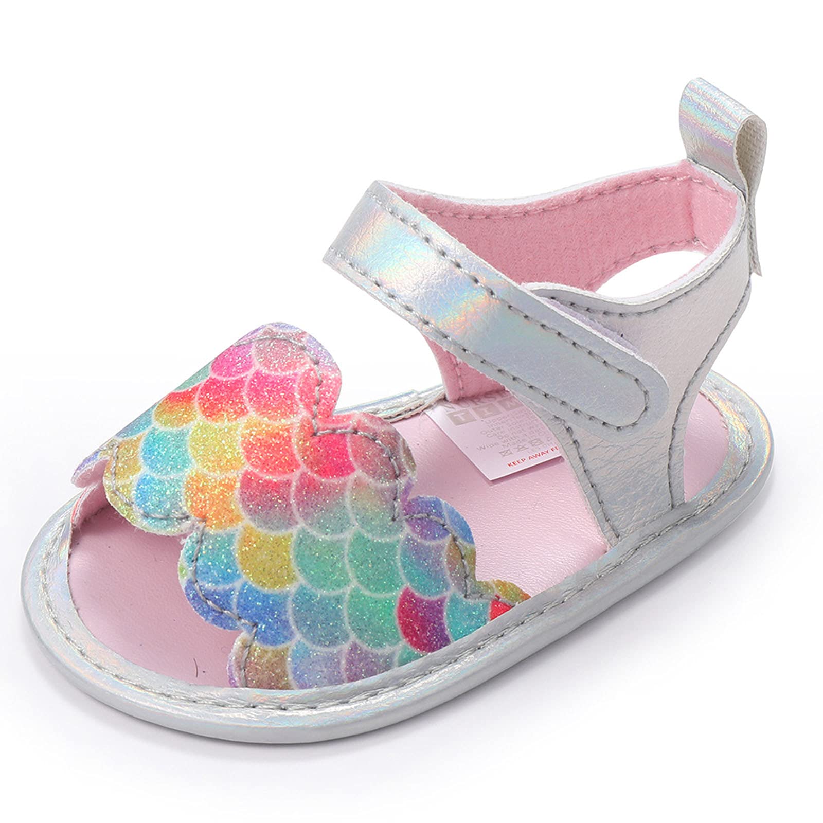 **Non-Slip Soft Sole Baby Girl Sandals | Toddler Walking Shoes with Mermaid Fish Scales Design | Perfect for Beach, Pool & Outdoor Play**