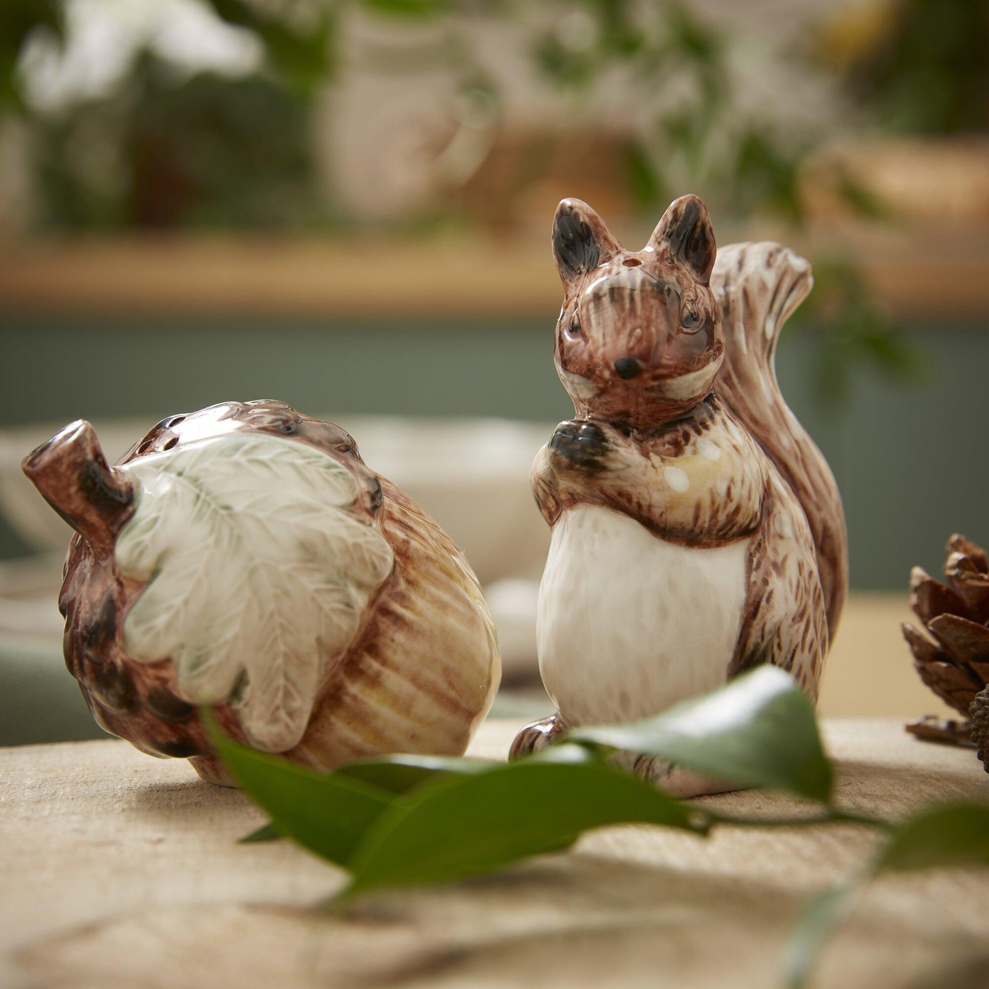 Forest Fable Salt and Pepper Shakers Set - Elegant Woodland-Themed Kitchen Accessories for Dining & Home Decor