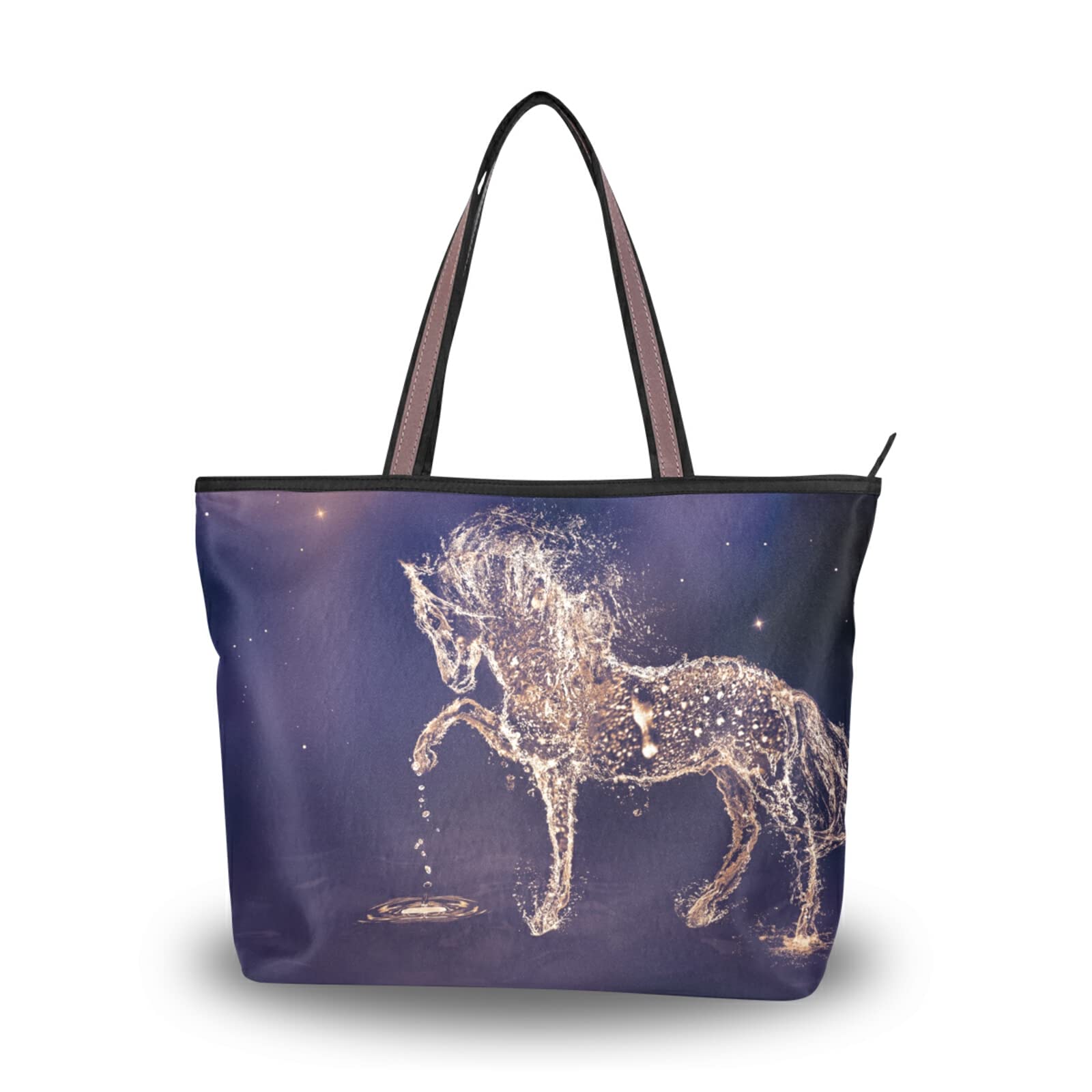 Eco-Friendly Horse Art Tote Bag for Women - Reusable Canvas Shoulder Bag, Beach Bag & Shopping Tote - Perfect for Travel, Groceries & Daily Use