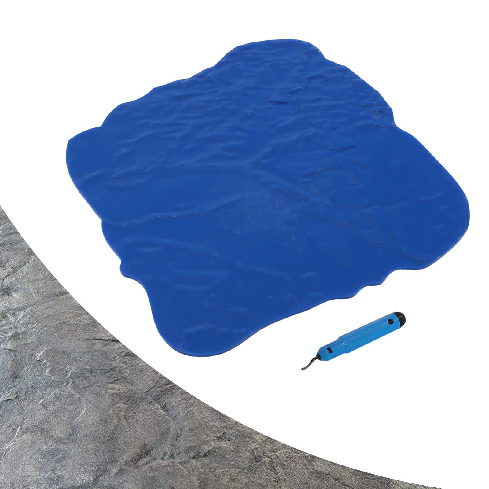 Concrete Stamps Mats Set - 36x36in Seamless Cement Texture Imprint Stamp with Edge Trimmer for DIY Patio, Walkway & Driveway Decoration (Blue)