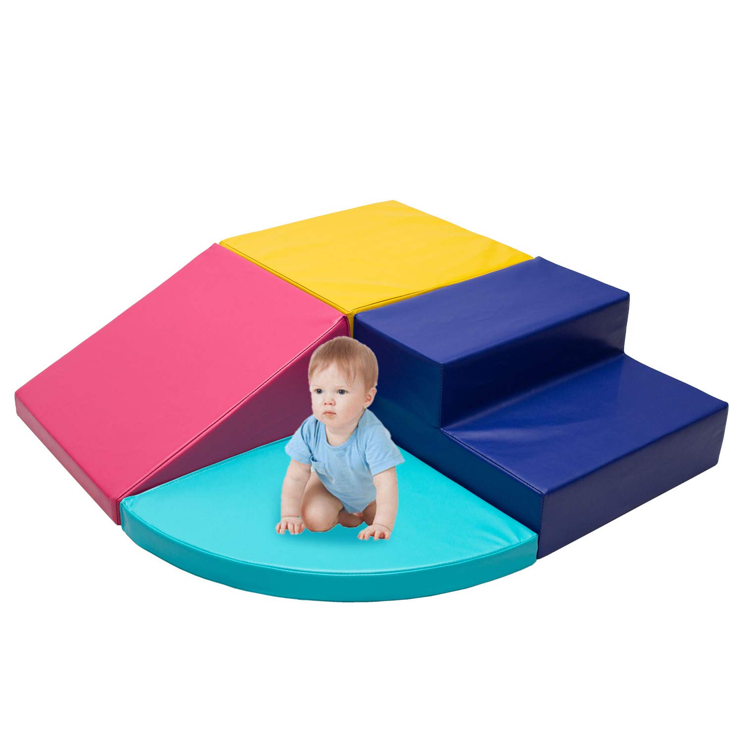 **Colorful Foam Play Set for Kids - 4 Piece Lightweight Crawl, Climb & Slide Activity Toy - Indoor Active Play for Toddlers & Preschoolers - Perfect for Playrooms, Daycares & Home Fun (4PCS-COLORFUL)**