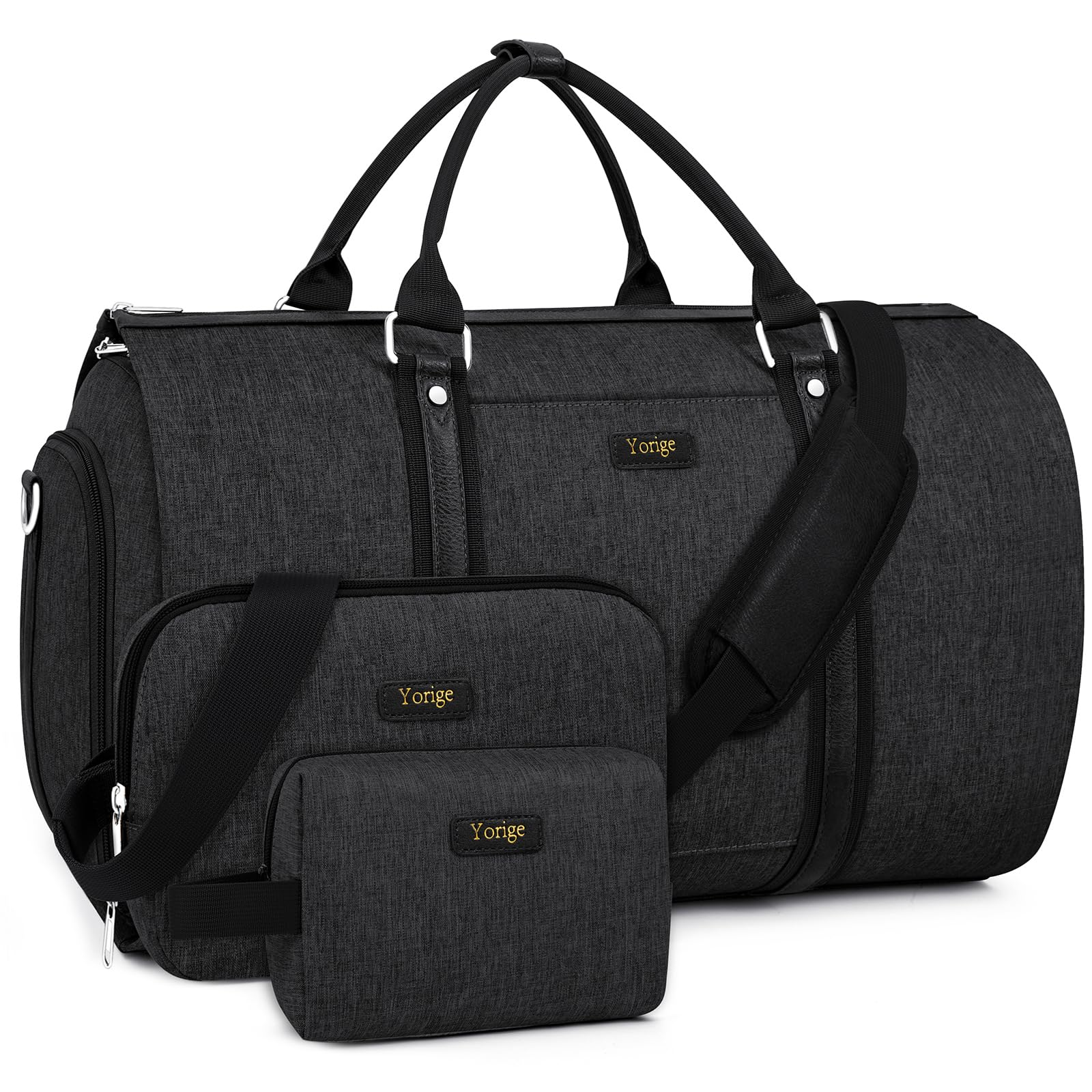 2-in-1 Convertible Travel Garment Duffle Bag Set for Men & Women - Carry On Hanging Suit Dress Clothes Bag with Detachable Crossbody Bag (4-Piece) - Perfect for Business Trips, Weekend Getaways & Gym Workouts