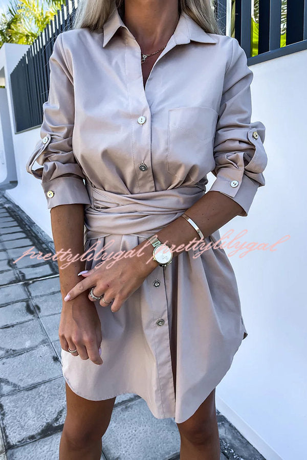 Sun Valley Tie Front Button Pocketed Shirt Mini Dress - Stylish Casual Summer Outfit for Women | Perfect for Beach, Brunch & Date Nights