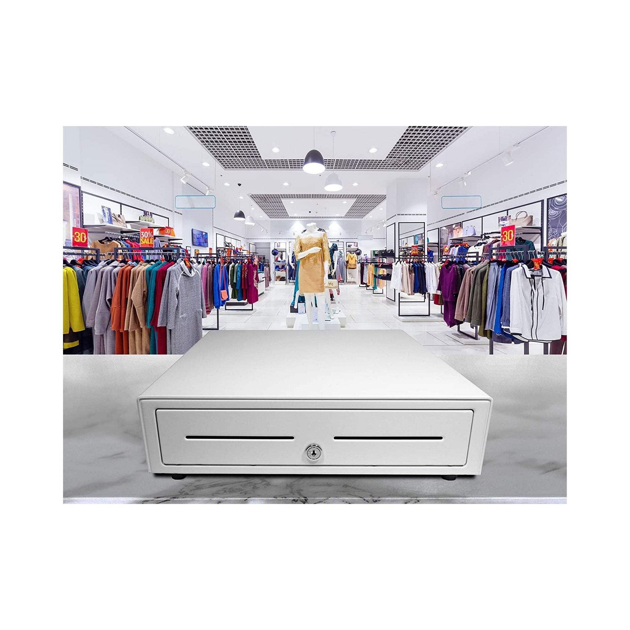 APG Vasario 1616 Dual Media Slot Cash Drawer with MultiPRO 24V Interface - Secure Cash Management for Retail Stores & POS Systems