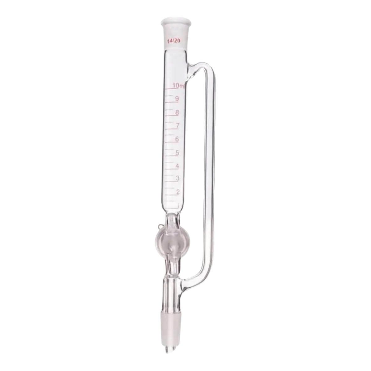 10ml Borosilicate Glass Pressure Equalizing Dropping Funnel with Graduated Scale, Glass Stopcock & 14/20 Joint - Perfect for Precise Liquid Transfer in Chemistry Labs & Essential Oil Distillation