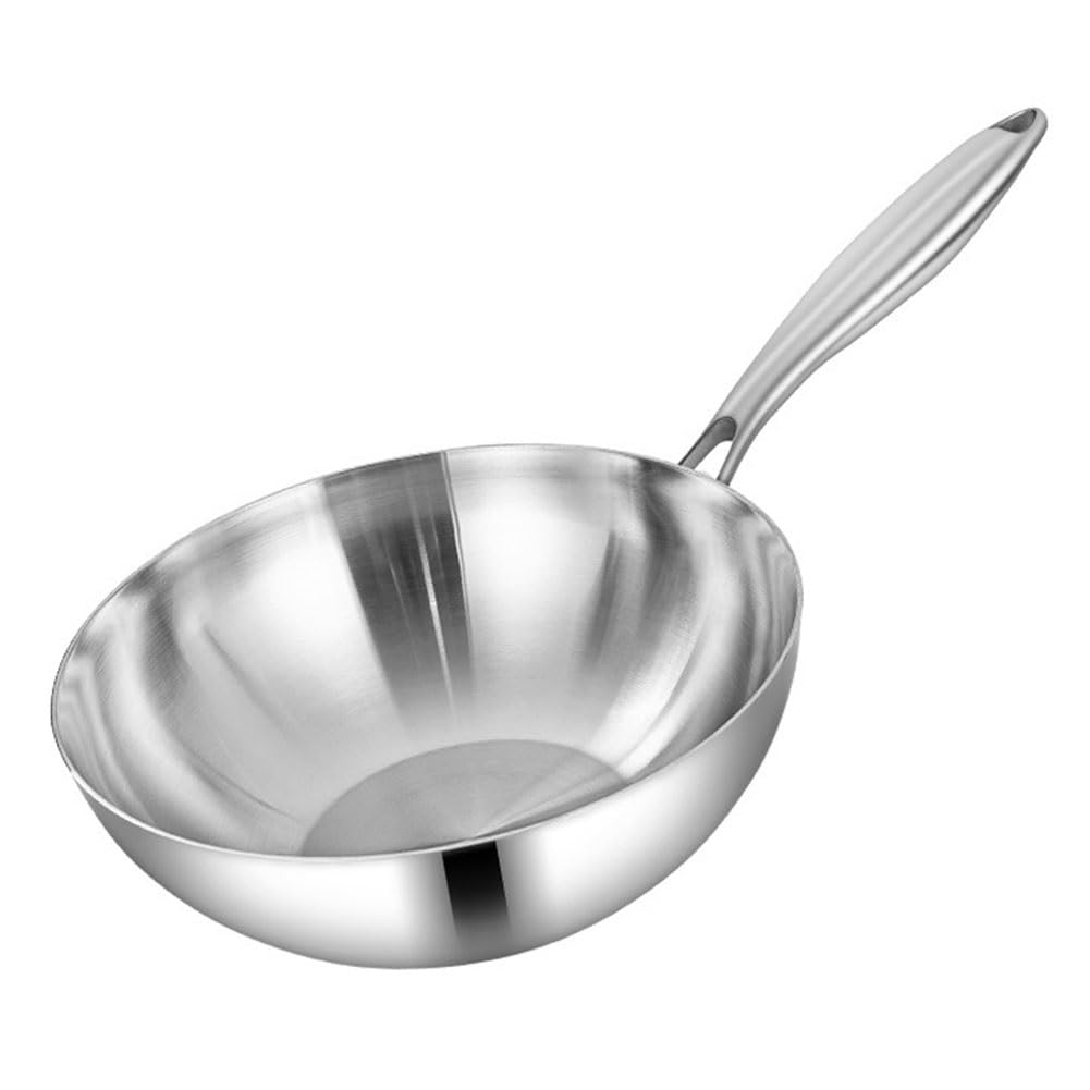 XUHONGYA 26cm Stainless Steel Non-Stick Wok Pan with Lid - Dishwasher & Oven Safe - Induction Compatible - Perfect for Stir-Frying, Sautéing & Deep Frying - Home & Restaurant Use