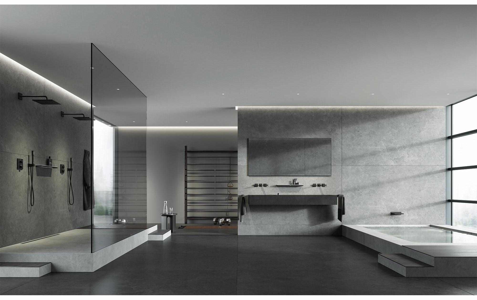 Grohe Allure Double Towel Bar in Matte Black (403422431) - Perfect for Modern Bathrooms & Spa-Like Showers