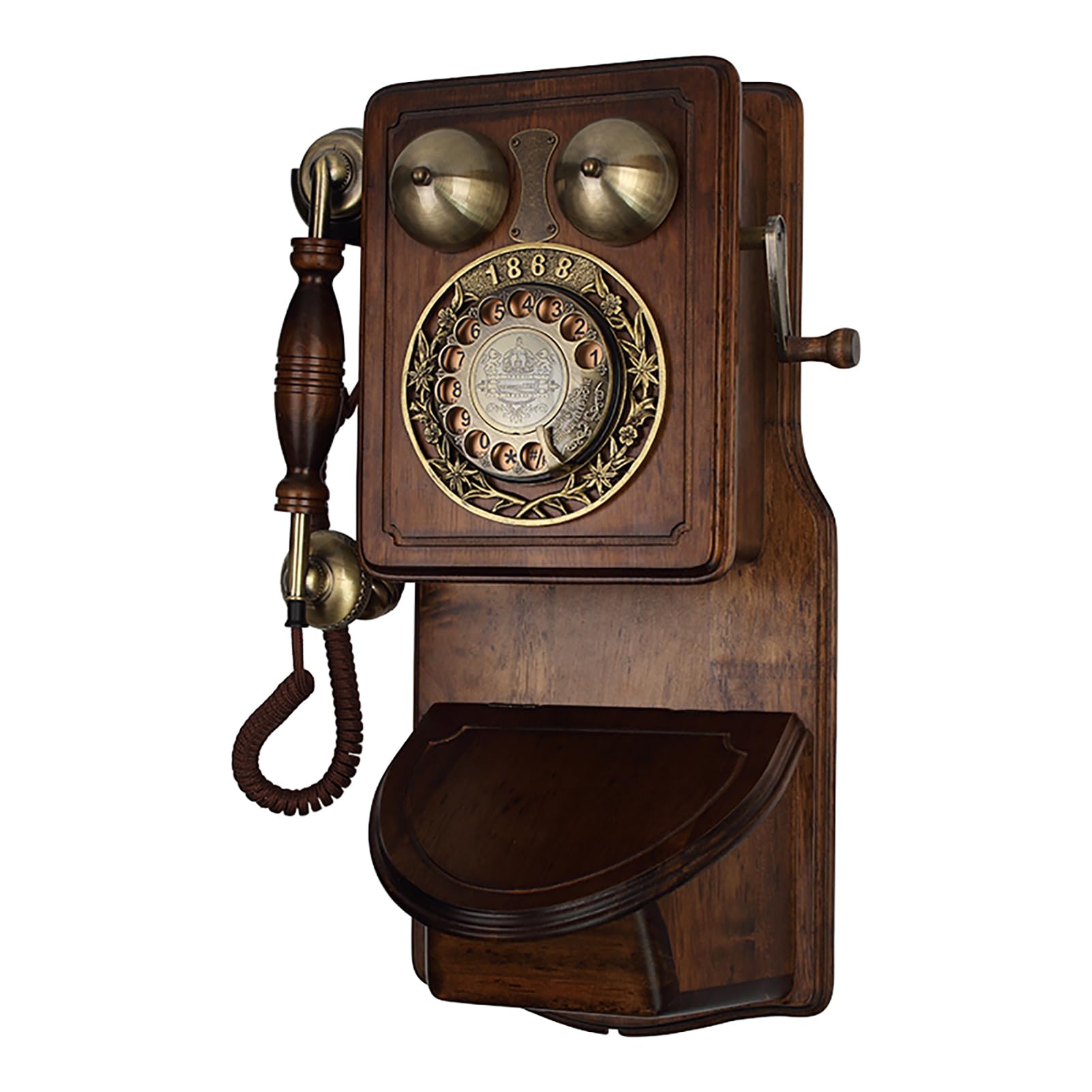 Vintage Retro Wall Mount Phone for Landline - European Style Antique Corded Telephone with Redial & Mechanical Ringer - Perfect for Kitchen, School, Office Decor & Vintage Home Décor