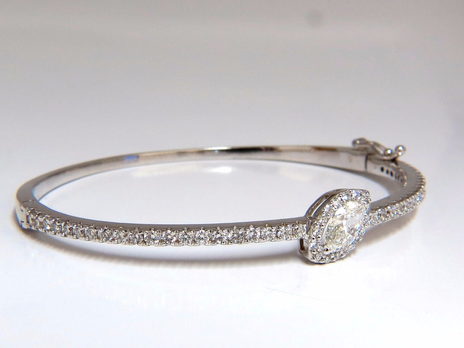 GIA Certified 1.84ct Marquise Diamond Cluster Halo Bangle Bracelet in 14K Gold - Elegant Jewelry for Weddings, Anniversaries & Special Occasions