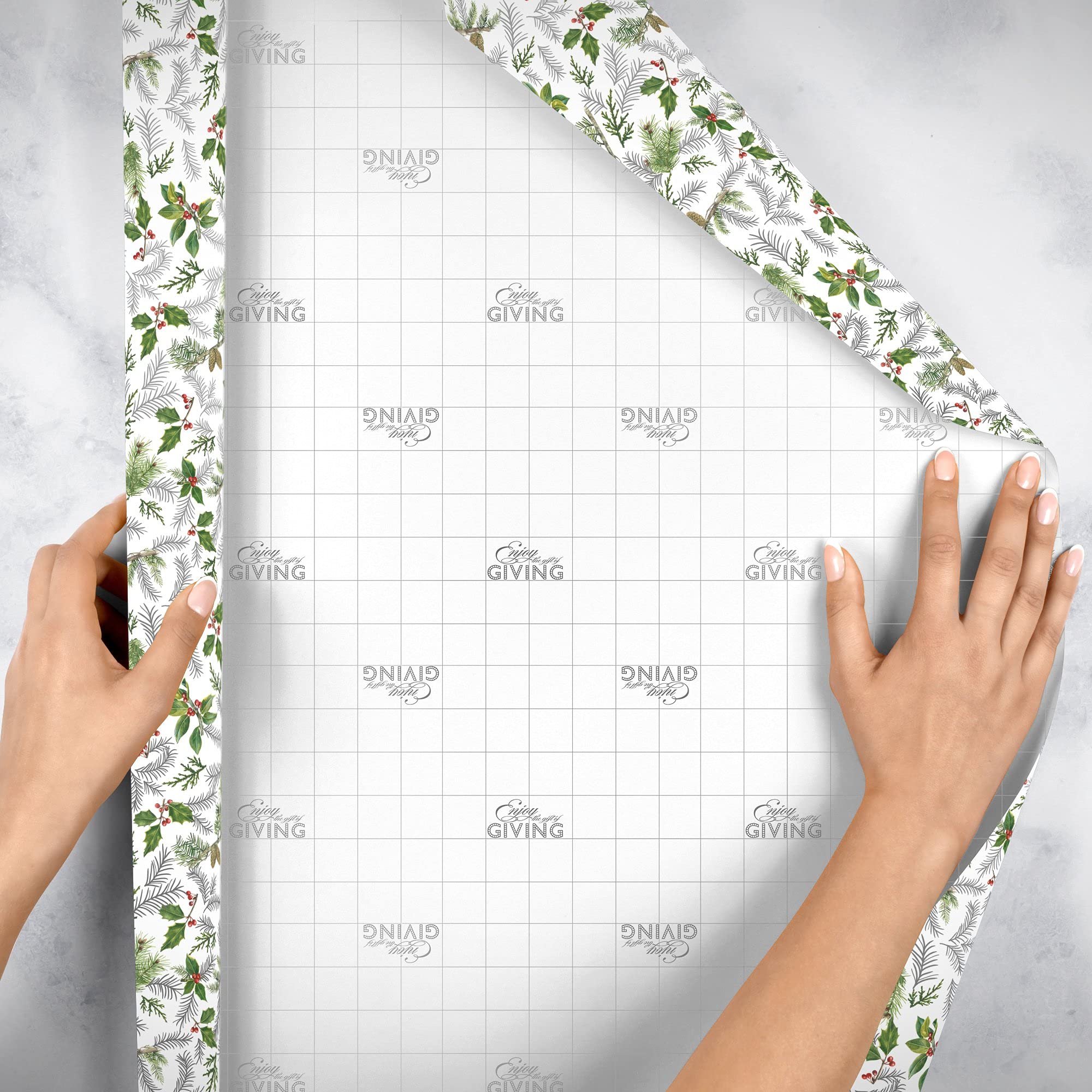 Jillson Roberts Bulk Wrapping Paper - Glistening Pine Holiday Gift Wrap, 417 Feet x 30 Inches (1/2 Ream) - Perfect for Christmas, Birthdays & Party Gift Wrapping