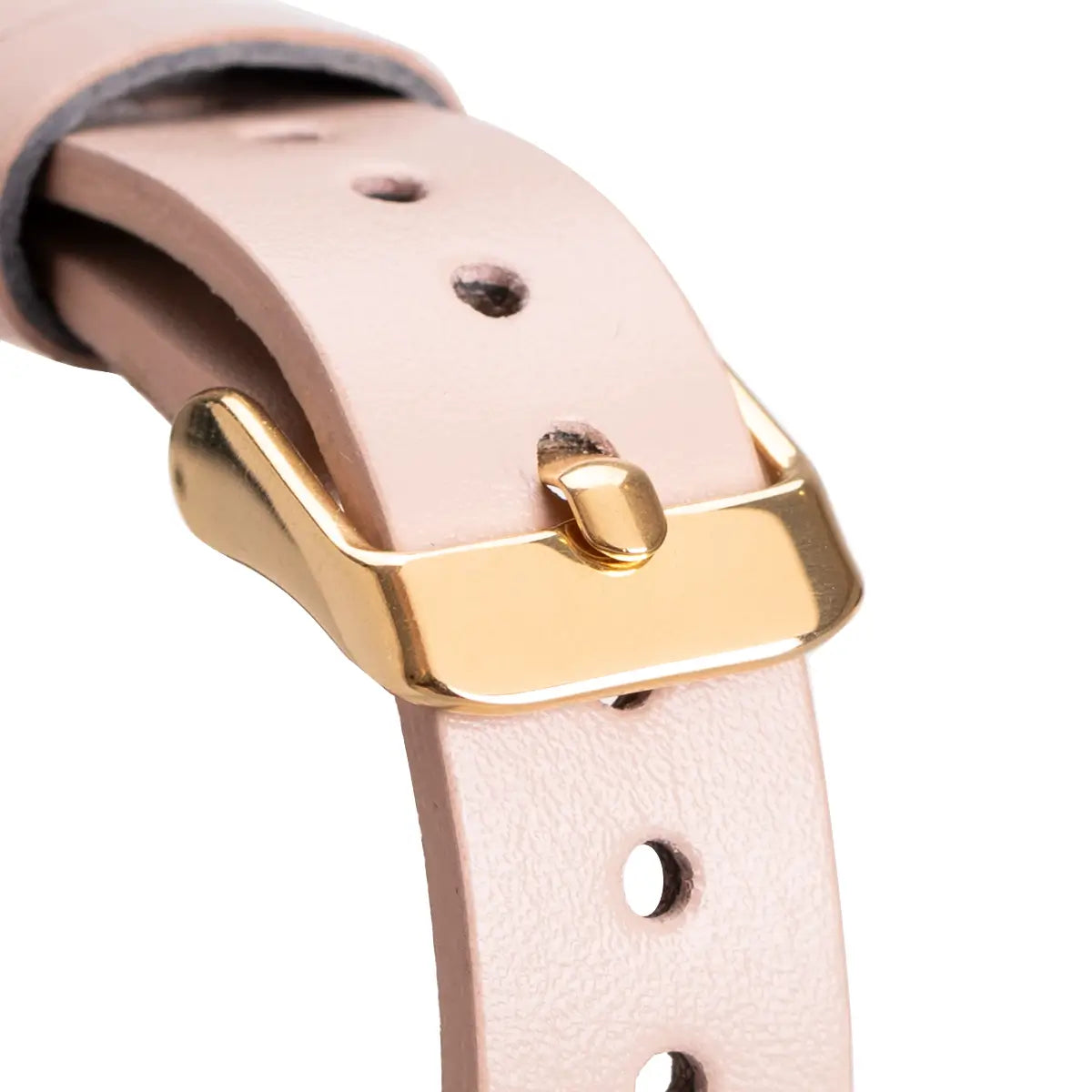 Ultra Slim Nude Pink Leather Apple Watch Band with Gold Rivet - Stylish & Comfortable for Women, Perfect for Workouts, Office & Everyday Wear