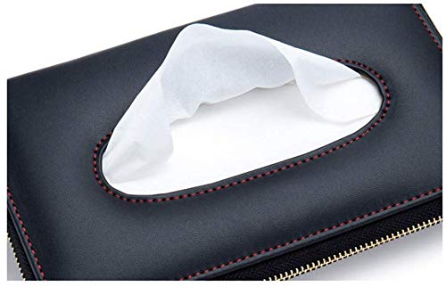 Premium Leather Car Visor Tissue Holder with Zipper - Sun Visor Napkin Organizer for Backseat, Brown Car Accessories | Perfect for Road Trips, Commuting & Family Travel