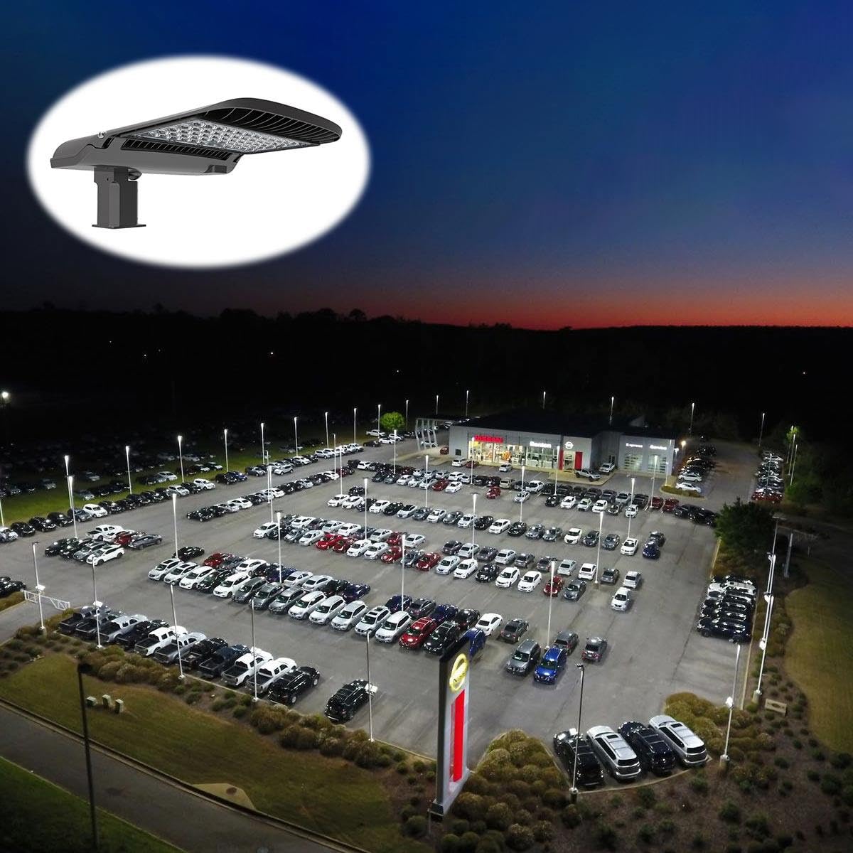 13000LM 100W LED Parking Lot Lights, 5000K Daylight White IP65 Waterproof Outdoor Flood Lights - Commercial & Stadium Lighting for Roadways, Streets, Yards - Durable Shoebox Design with Arm Mount for Square Poles