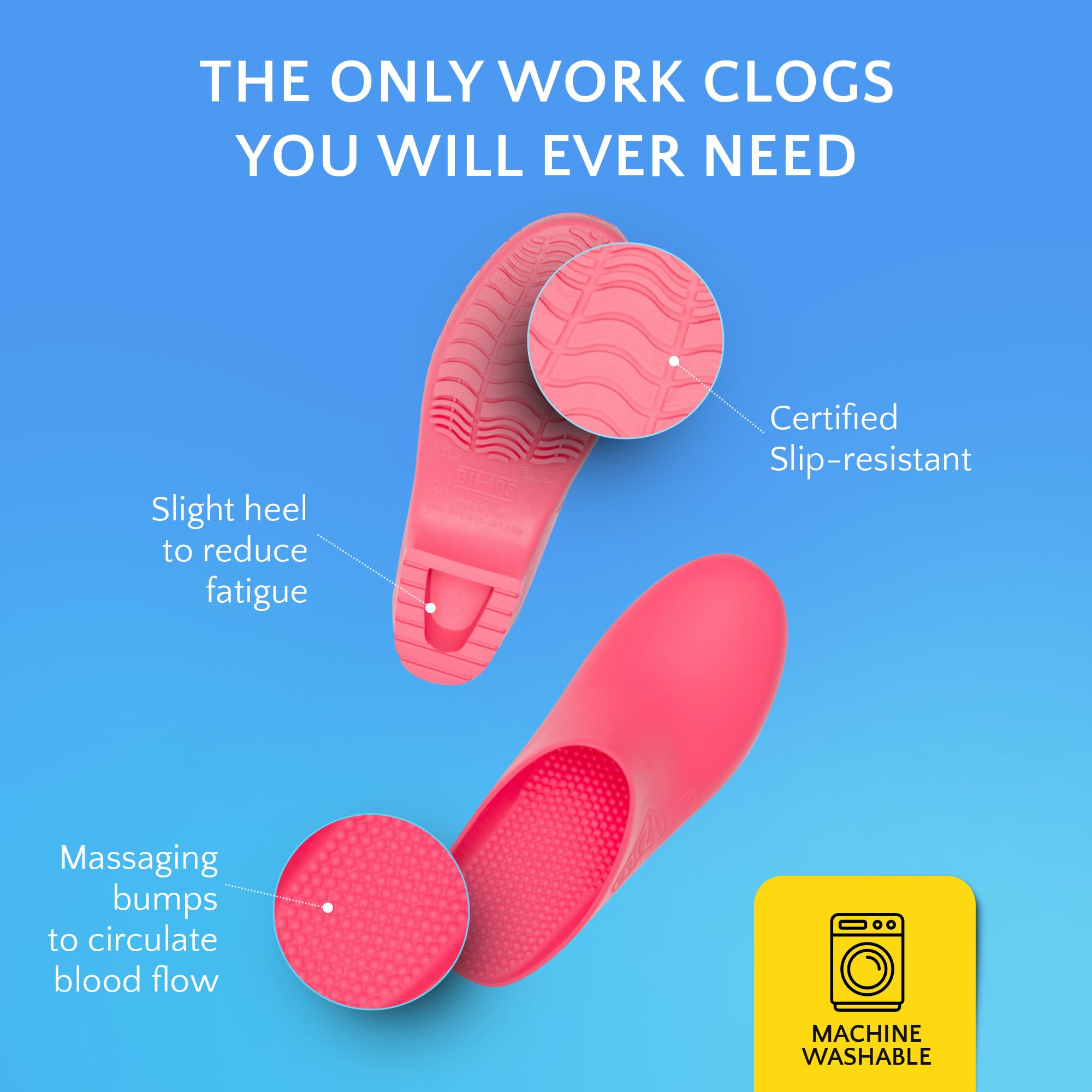 CALZURO Classic Work Clogs Without Holes - Unisex Nursing & Kitchen Shoes - Non-Slip, Autoclavable Rubber Clogs for Women & Men - Perfect for Healthcare, Food Service & Laboratory Professionals