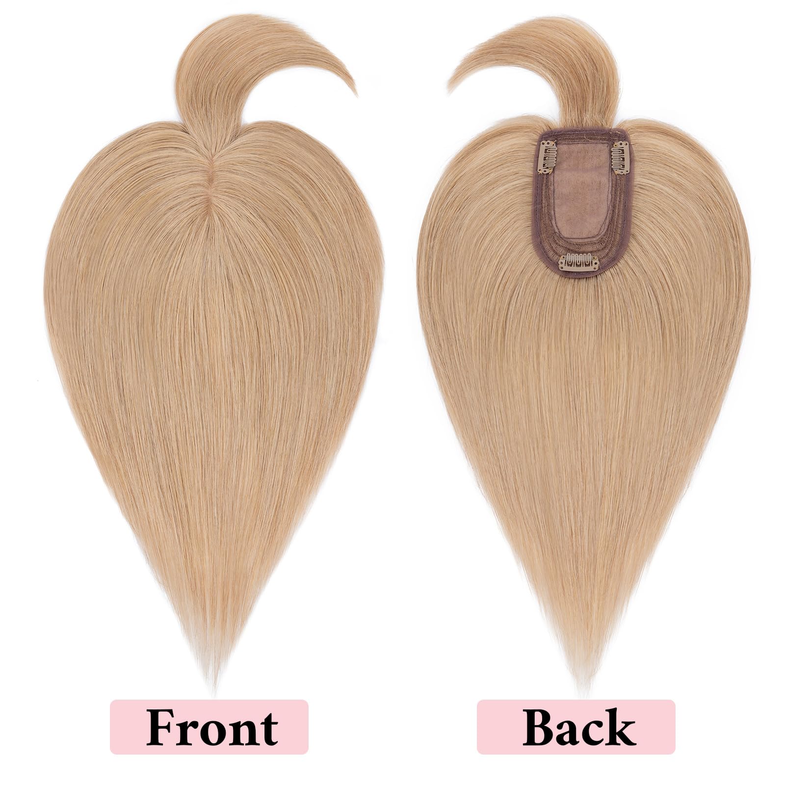 SEGO 100% Real Human Hair Toppers with Bangs - Silk Base 150% Density Clip-In Topper (2.7”x5.1”) for Women with Thinning Hair & Hair Loss - Perfect for Daily Wear, Special Occasions & Gray Hair Coverage