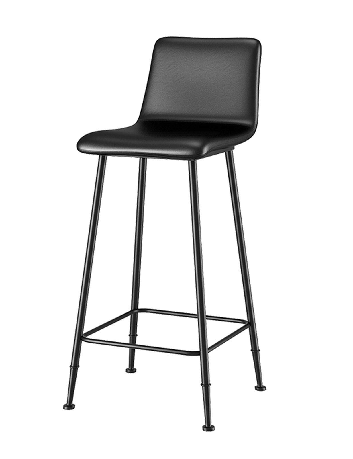 Metal Bar Stool with Faux Leather Upholstery - Adjustable Height Kitchen & Dining Counter Chair with Backrest & Iron Footrest - Perfect for Home Bar, Breakfast Nook & Small Space Living