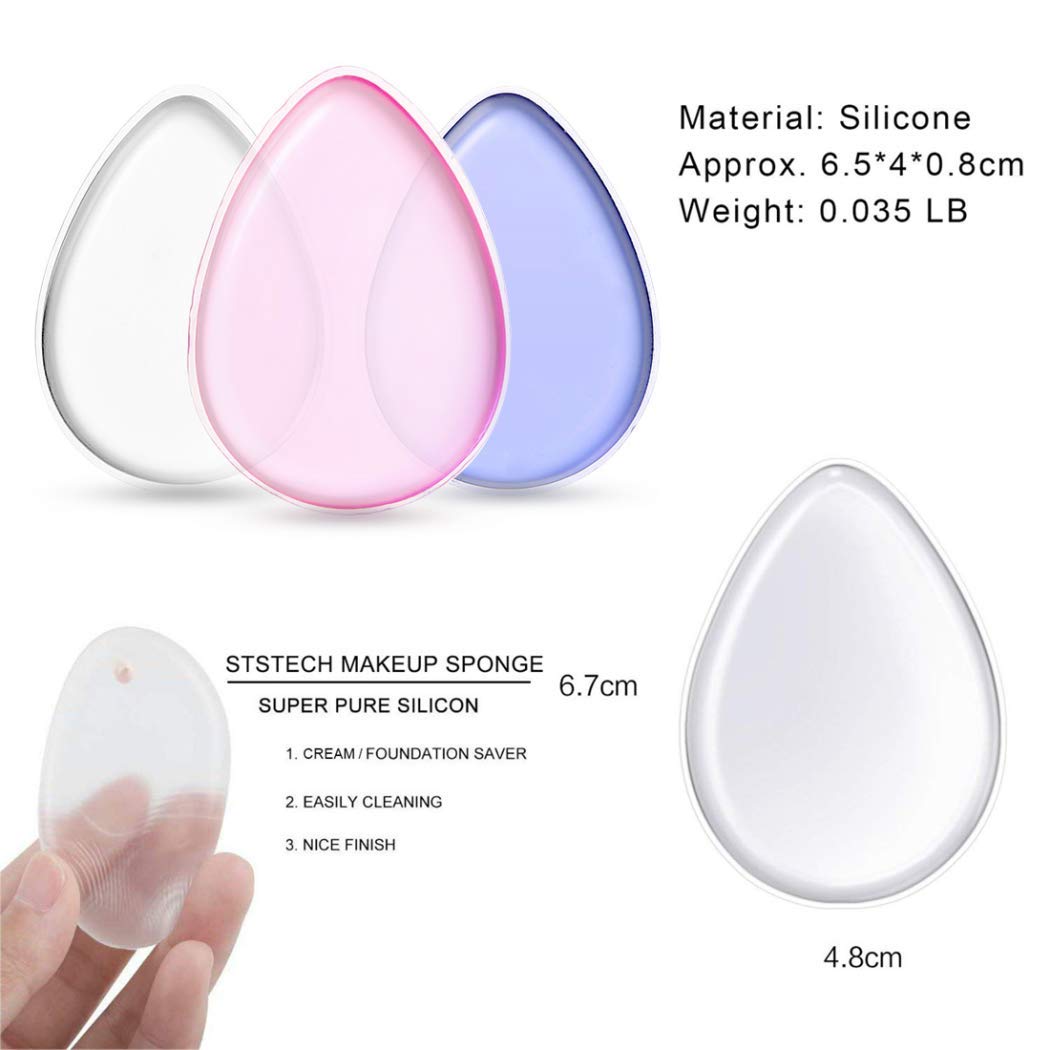 Washable Silicone Sponge Jelly Applicator for Cream Gel Foundation - Reusable Face Silisponge Cosmetic Beauty Makeup Blender (4PCS, White) - Perfect for Flawless Foundation Application & Travel Makeup Kit