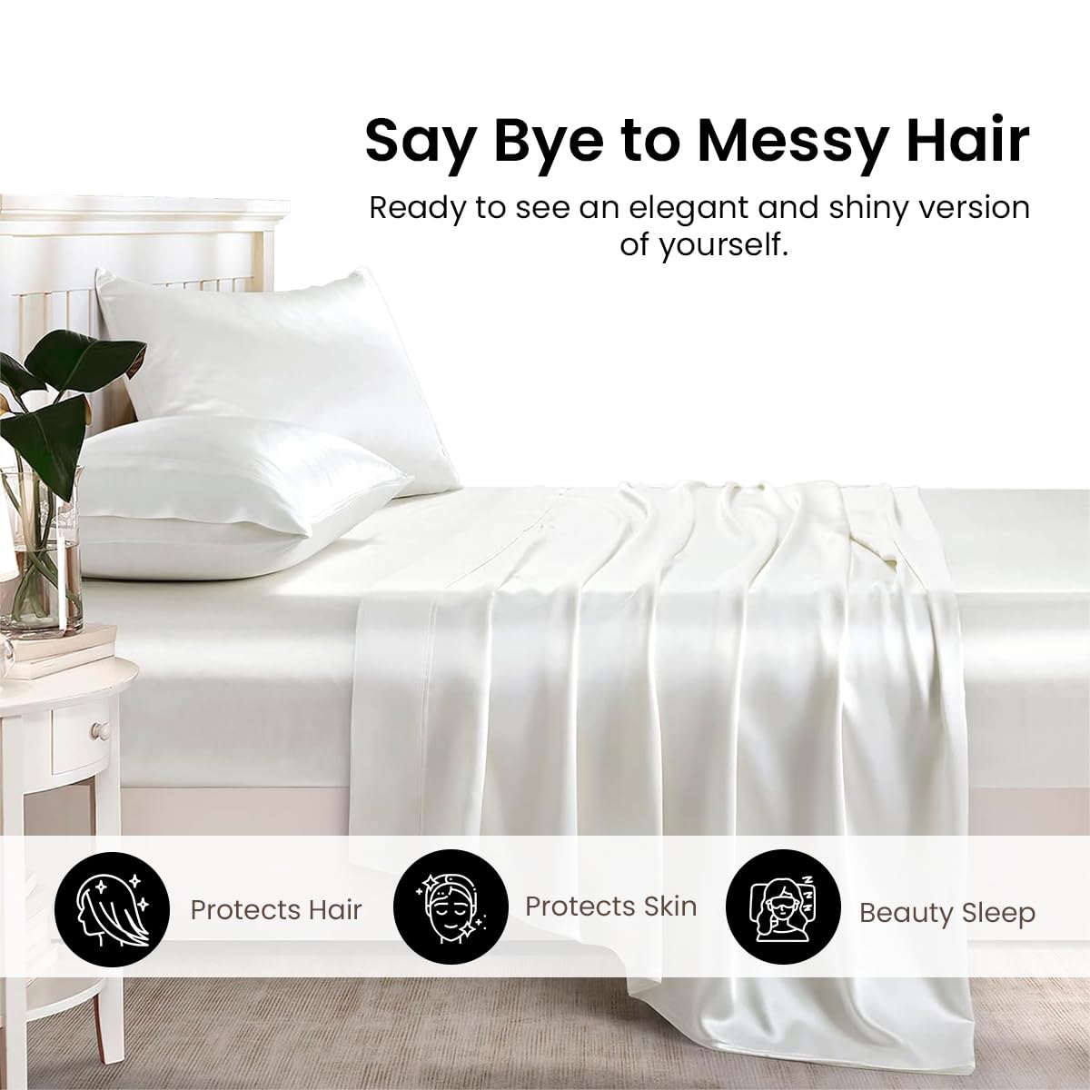 Luxury Silk Satin Bed Sheets Set - 6 Piece Hotel Quality Deep Pocket (19