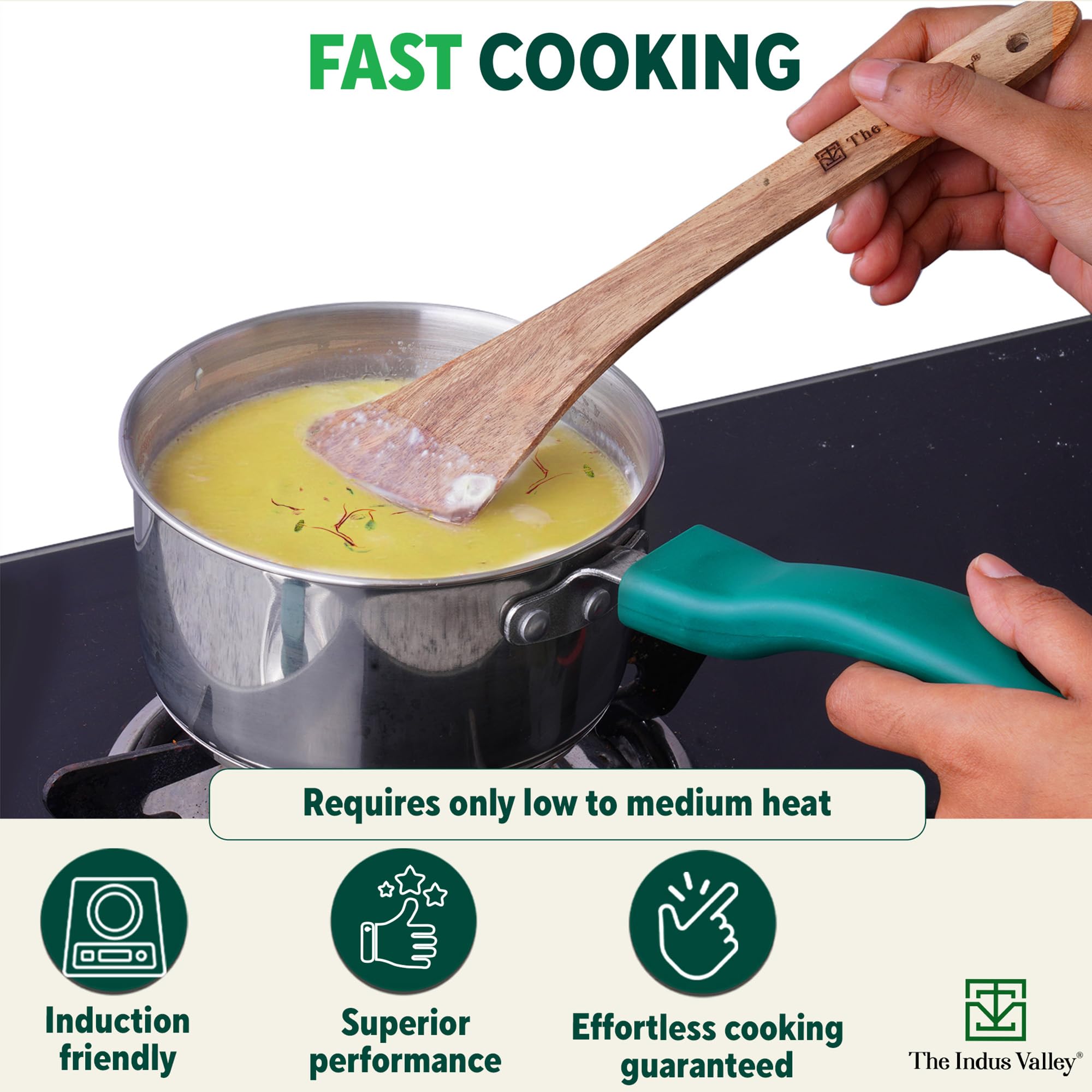 Premium Stainless Steel Saucepan with Lid - 1L Capacity, 5.9 Inch Induction Compatible Tea Pan - 3-Layer Thick Bottom for Even Heating | Perfect for Making Chai, Heating Milk, or Cooking Small Portions | 100% Non-Toxic & Dishwasher Safe