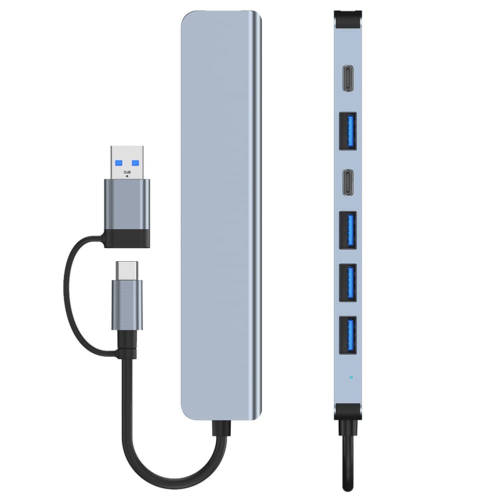 7-Port USB 3.0 Hub High-Speed Data Transfer Splitter Adapter for PC Laptop Mac - Perfect for Home Office, Gaming & Travel Accessories