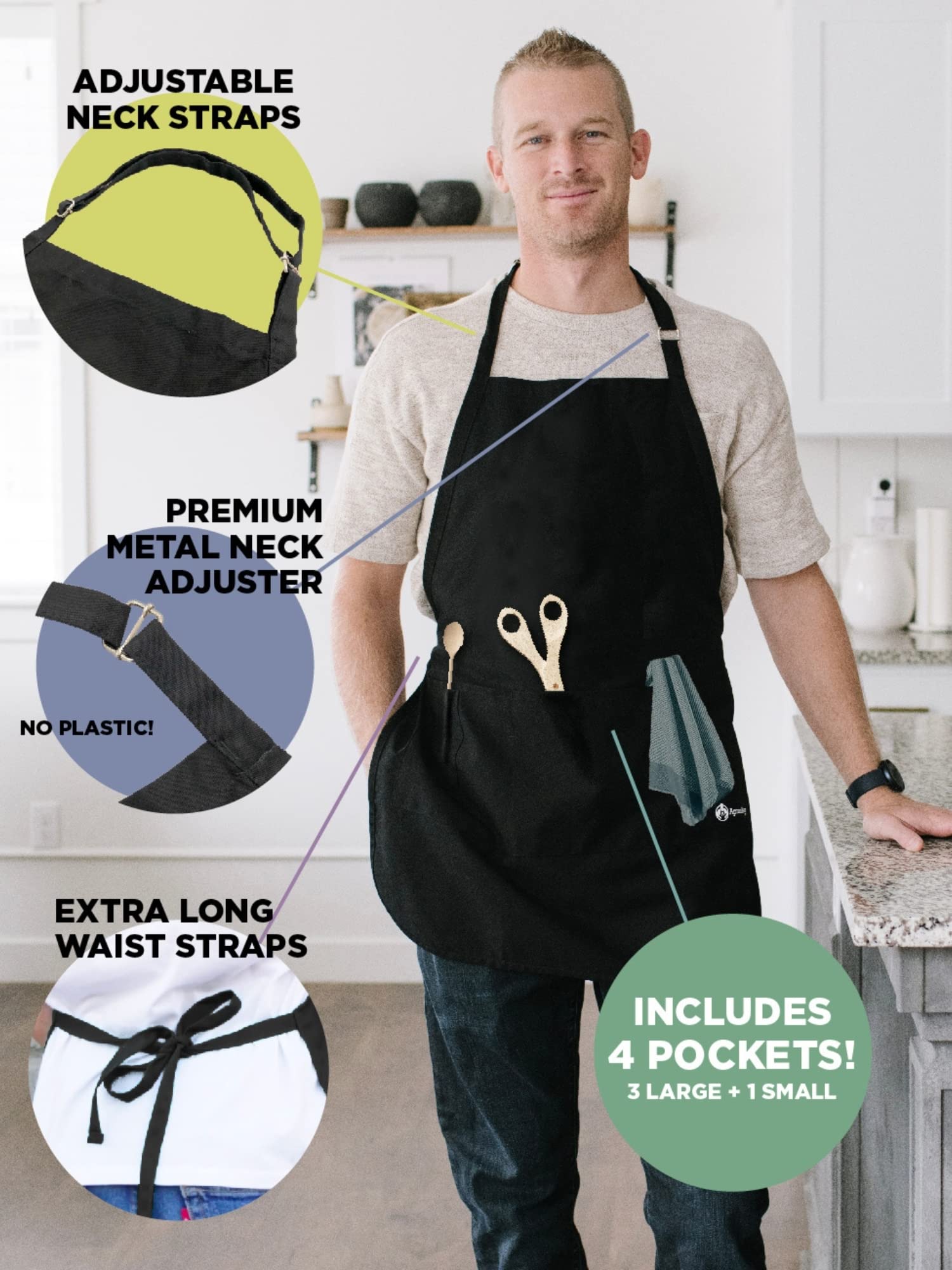 Adjustable Mustache BBQ Apron for Men - One Size Fits All - Perfect for Grilling, Cooking & Outdoor Barbecues