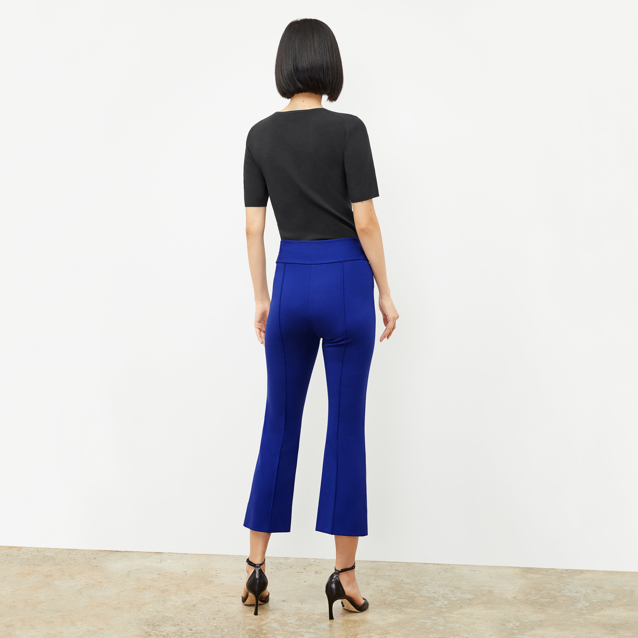 Allyn Kick Flare Pant - Butter Ponte Fabric in Electric Blue | Women's Stretchy Bootcut Pants for Work & Casual Wear