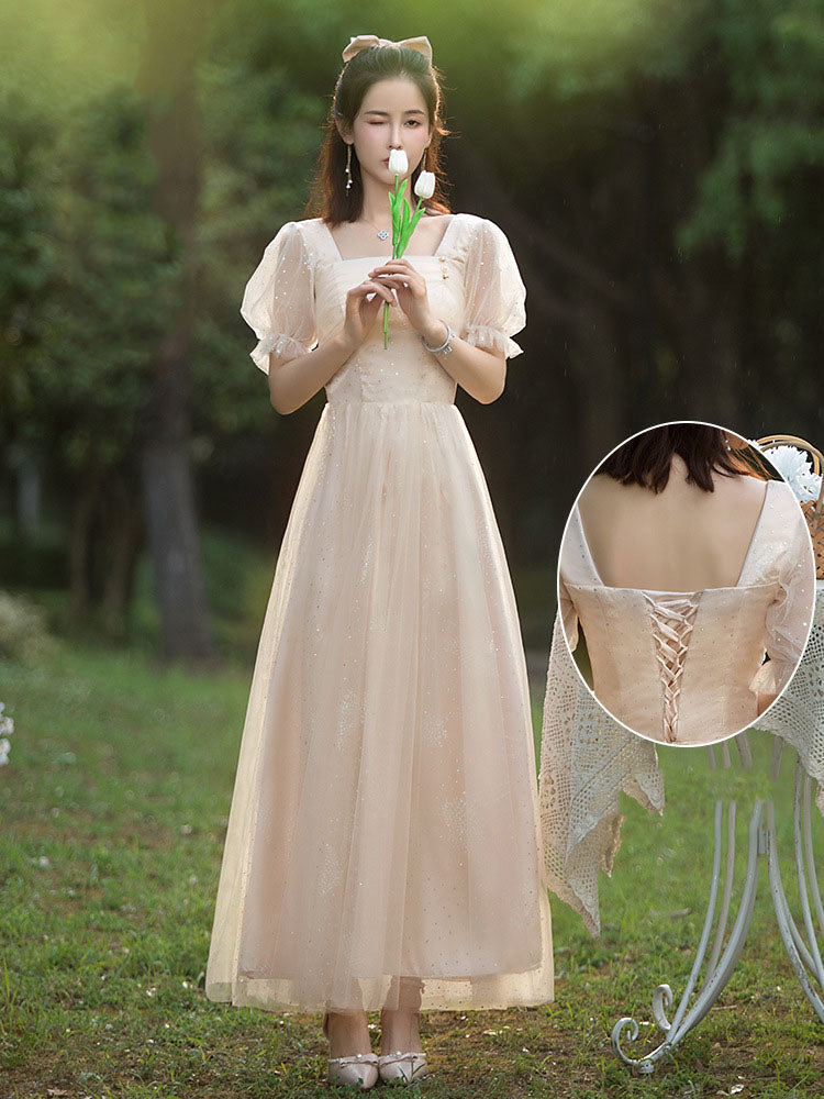 Elegant A-Line Long Bridesmaid Dress for Wedding Party, Formal Evening Gown with Flowy Skirt - Perfect for Bridal Shower, Prom, Cocktail Party and Special Occasions